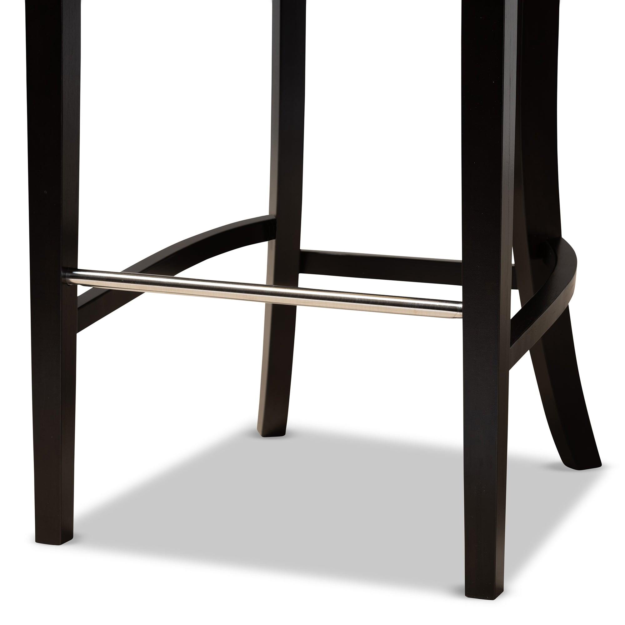 Chloe Modern and Contemporary Velvet Upholstered and Finished Wood 2-Piece Bar Stool Set