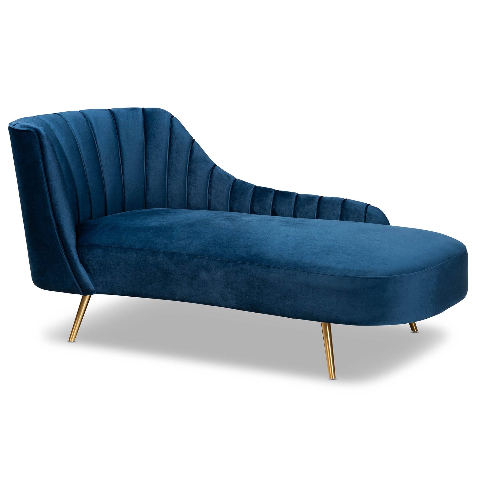 Kailyn Glam and Luxe Velvet Fabric Upholstered and Finished Chaise