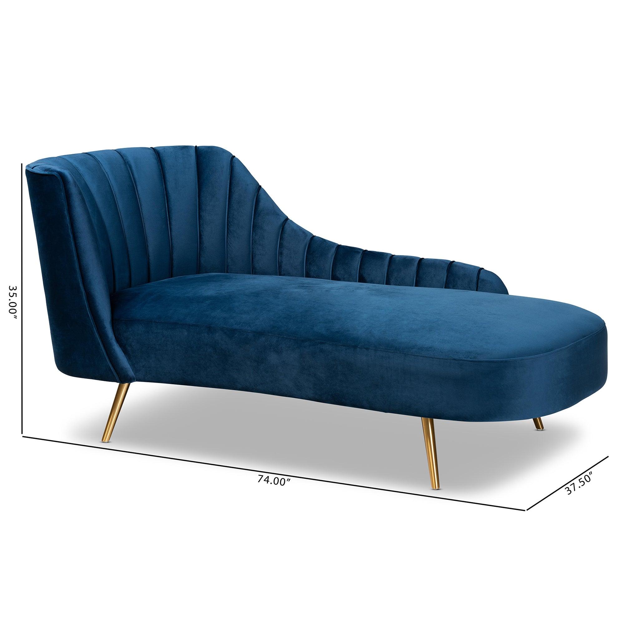 Kailyn Glam and Luxe Velvet Fabric Upholstered and Finished Chaise