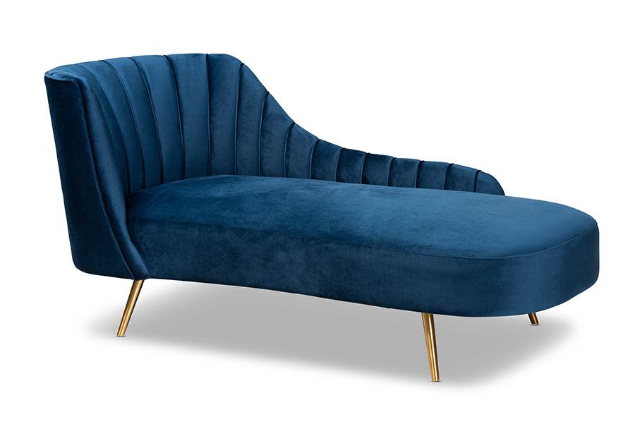 Kailyn Glam and Luxe Velvet Fabric Upholstered and Finished Chaise