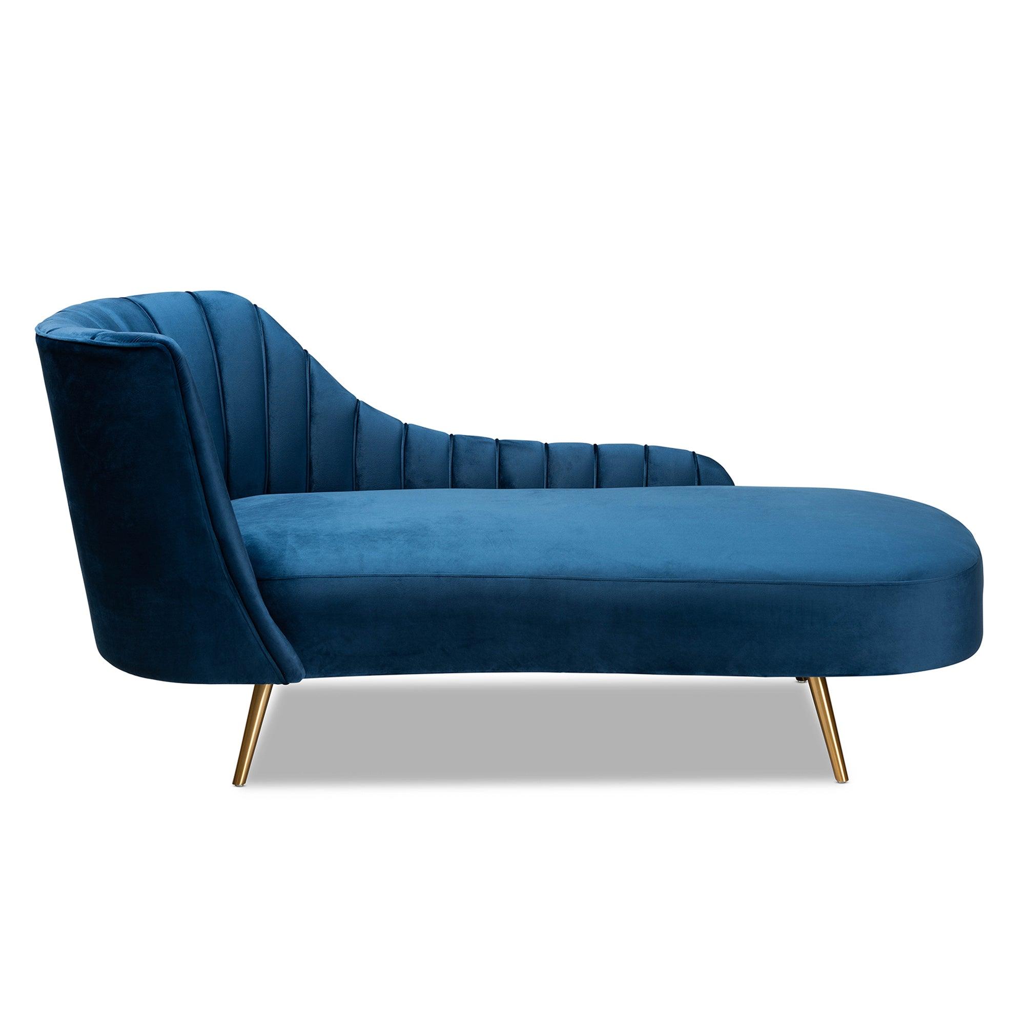 Kailyn Glam and Luxe Velvet Fabric Upholstered and Finished Chaise