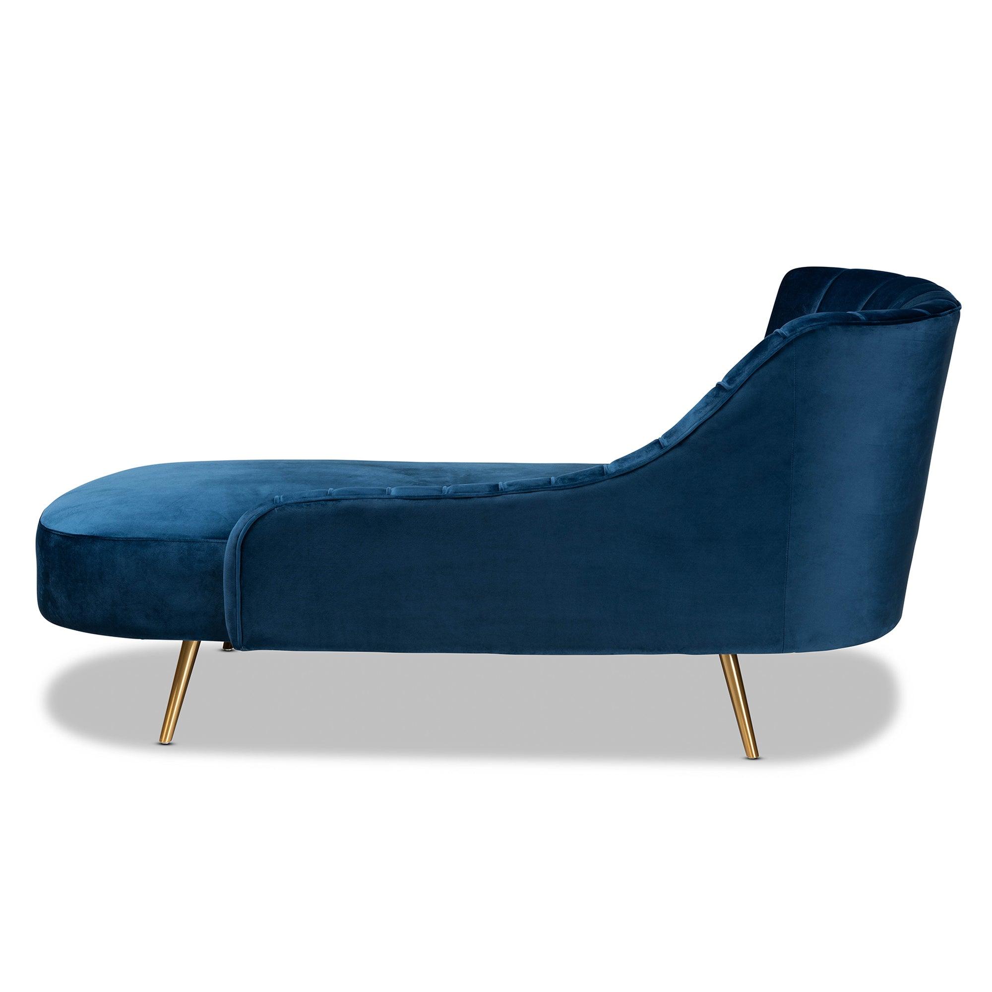 Kailyn Glam and Luxe Velvet Fabric Upholstered and Finished Chaise
