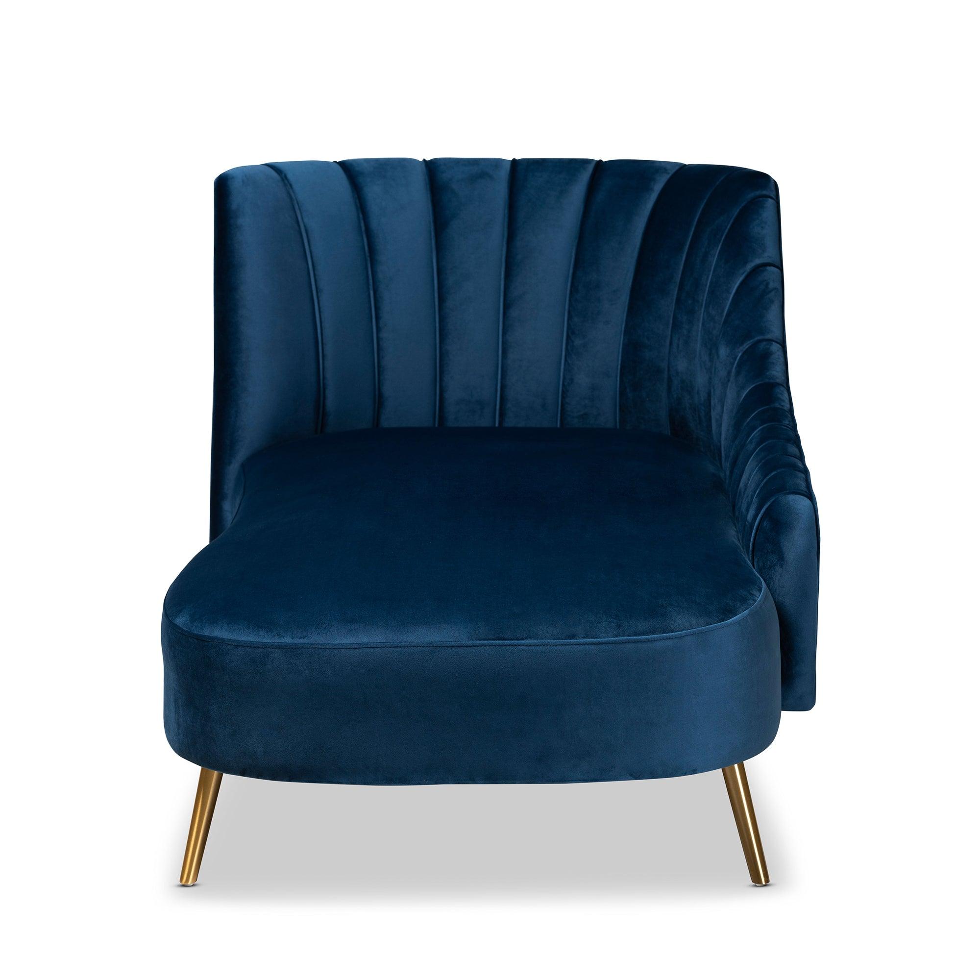 Kailyn Glam and Luxe Velvet Fabric Upholstered and Finished Chaise