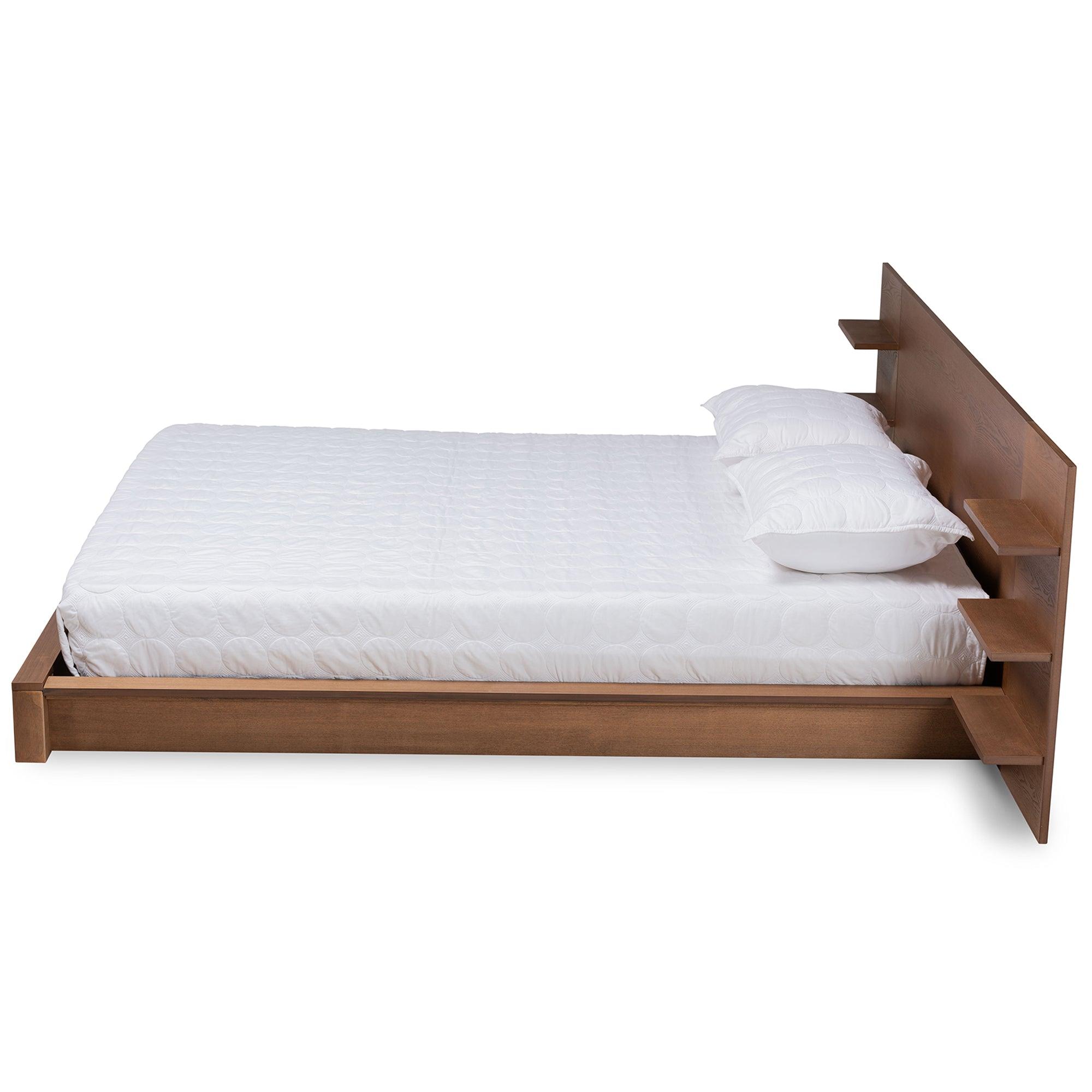 Elina Modern and Contemporary Finished Wood Platform Storage Bed with Shelves