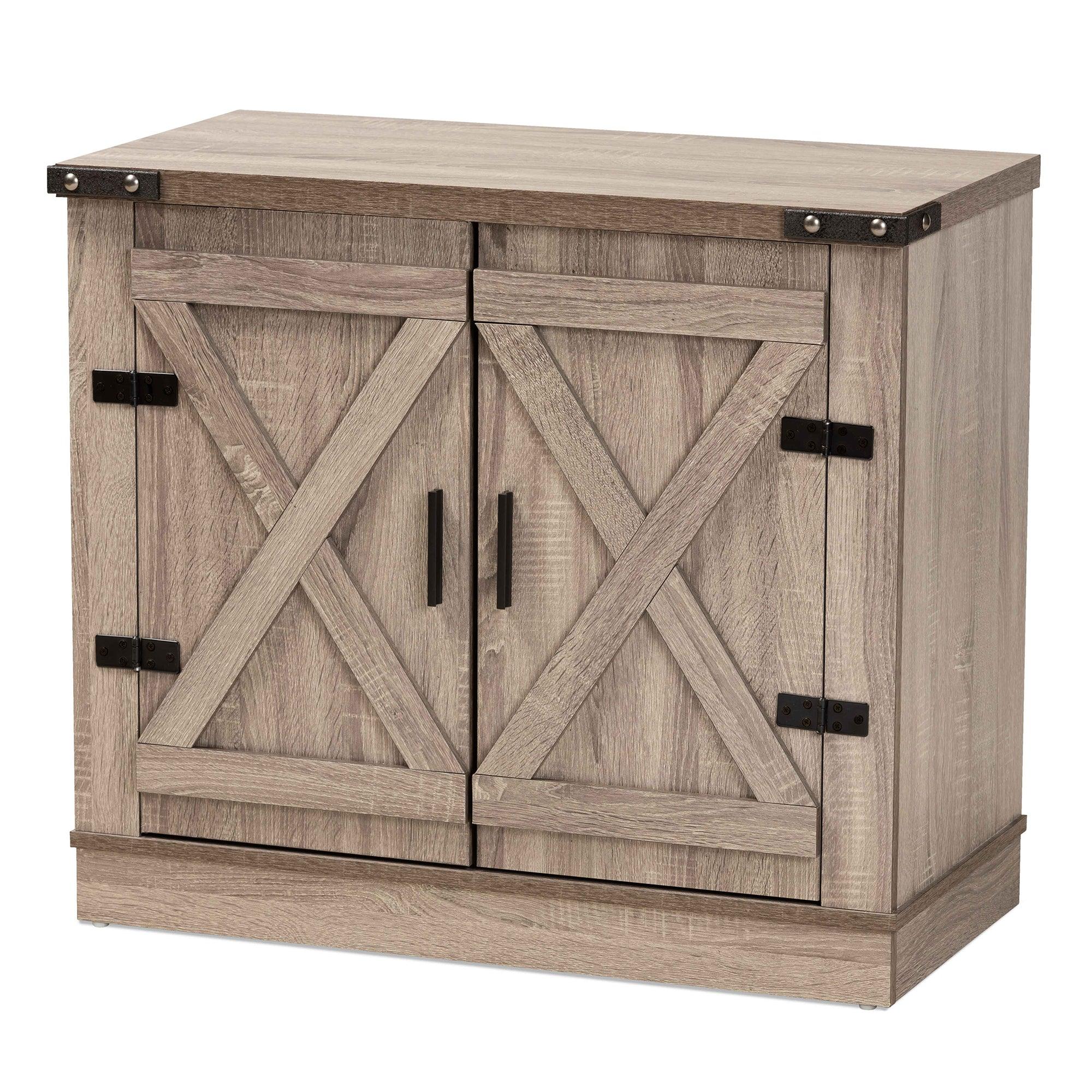 Wayne Modern Contemporary Farmhouse Finished Wood 2-Door Shoe Storage Cabinet