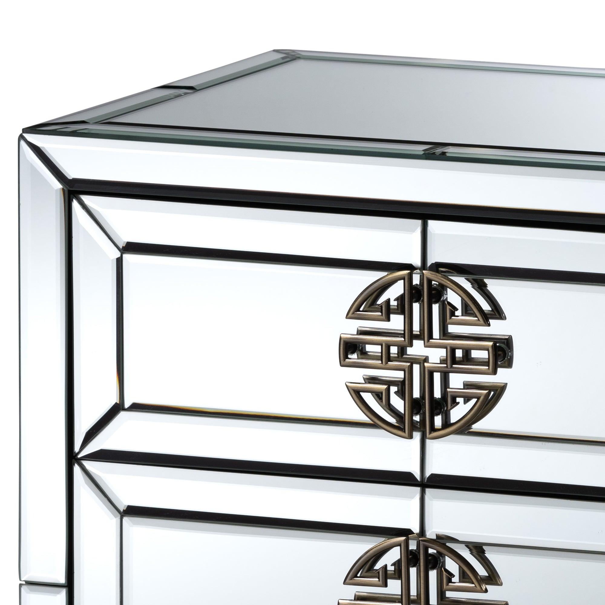Laken Contemporary Glam and Luxe Mirrored and Finished 3-Drawer End Table