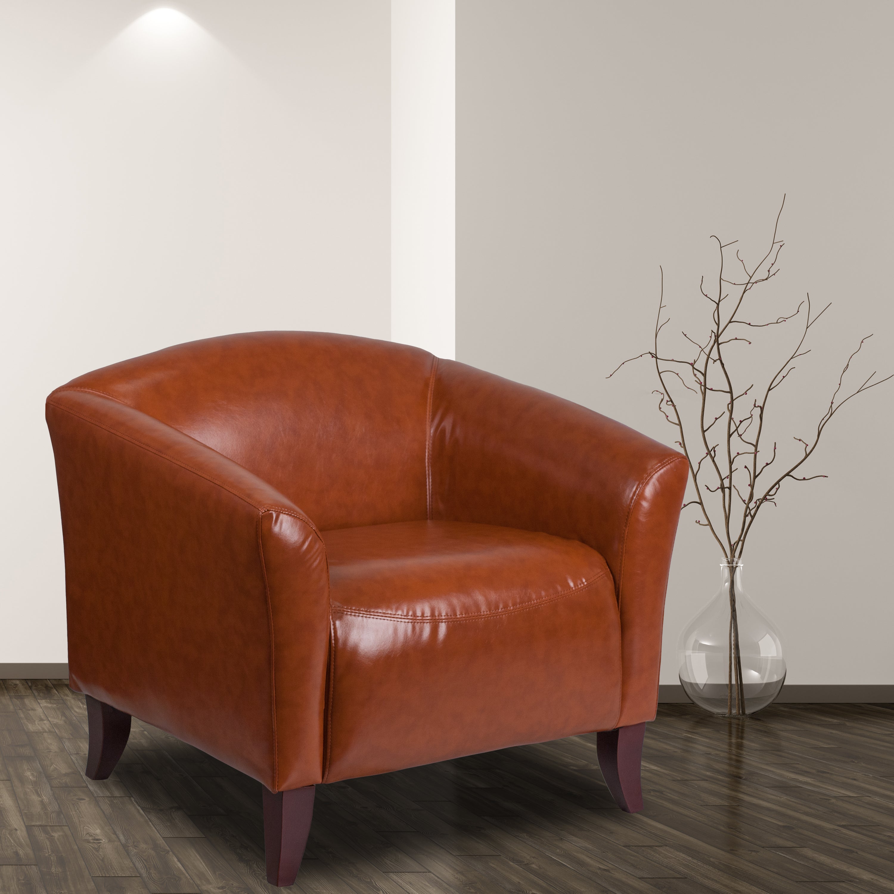 HERCULES Imperial Series LeatherSoft Chair with Cherry Wood Feet-Reception Chair-Flash Furniture-Wall2Wall Furnishings