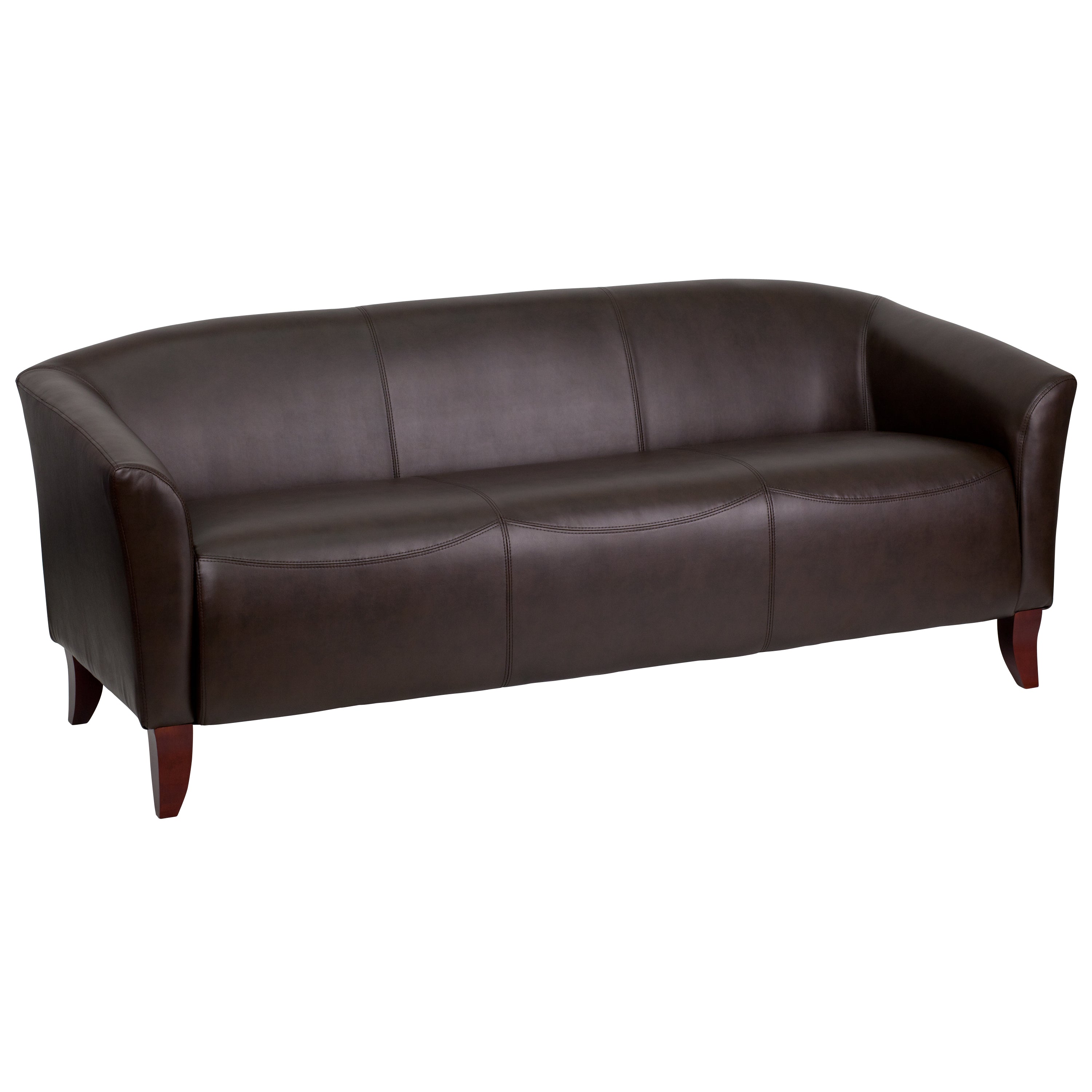 HERCULES Imperial Series LeatherSoft Sofa with Cherry Wood Feet-Reception Sofa-Flash Furniture-Wall2Wall Furnishings