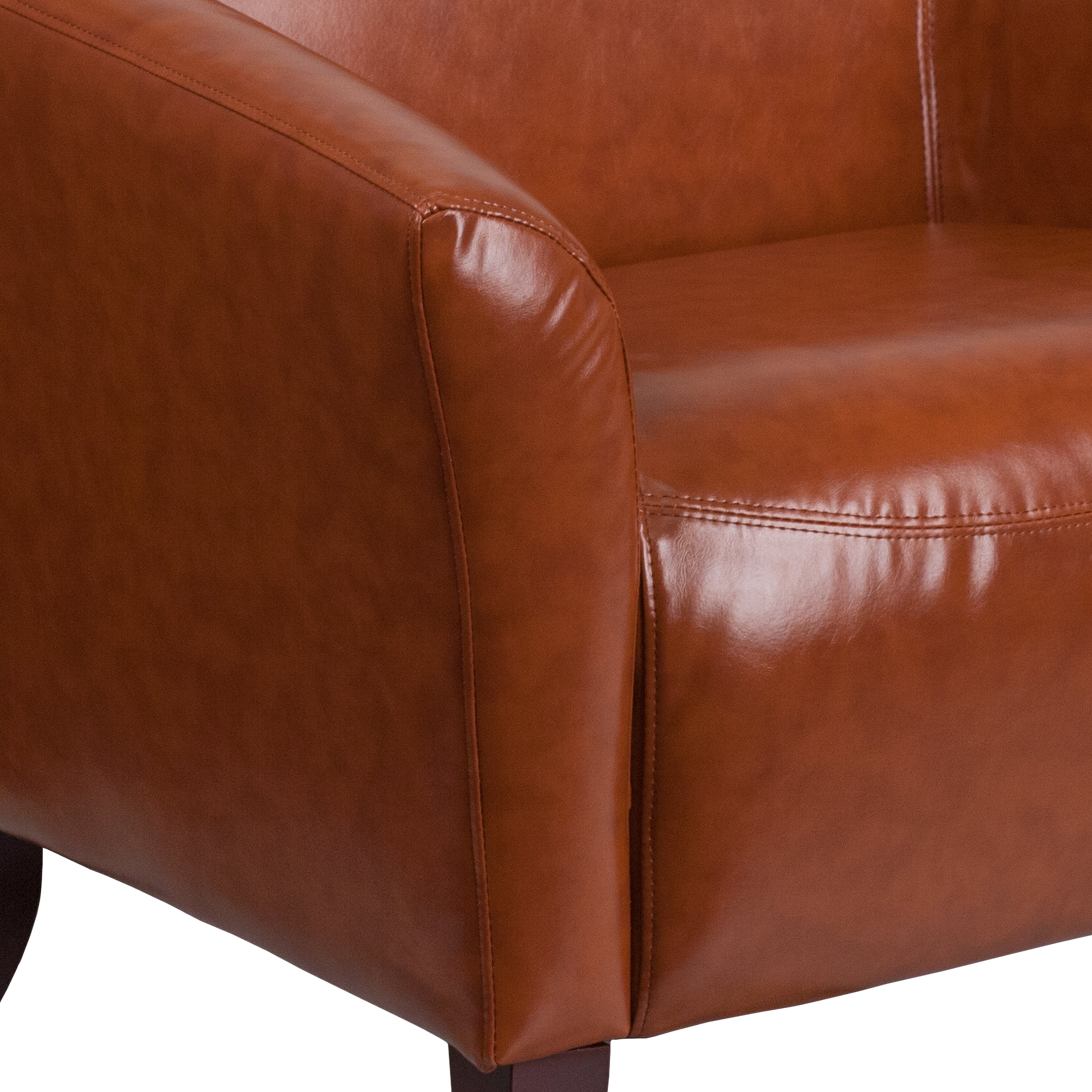 HERCULES Imperial Series LeatherSoft Sofa with Cherry Wood Feet-Reception Sofa-Flash Furniture-Wall2Wall Furnishings