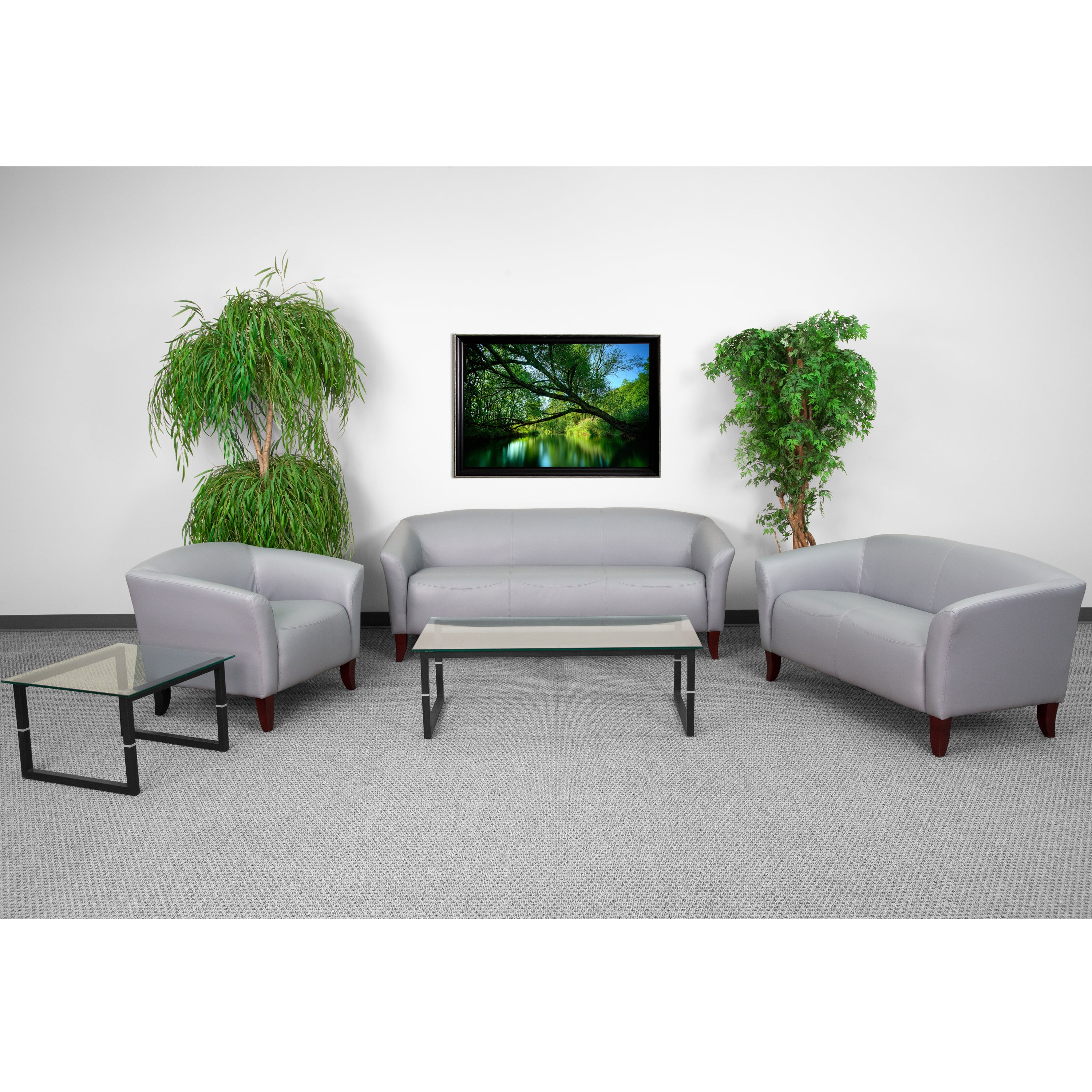 HERCULES Imperial Series Reception Set with Cherry Wood Feet-Reception Set-Flash Furniture-Wall2Wall Furnishings