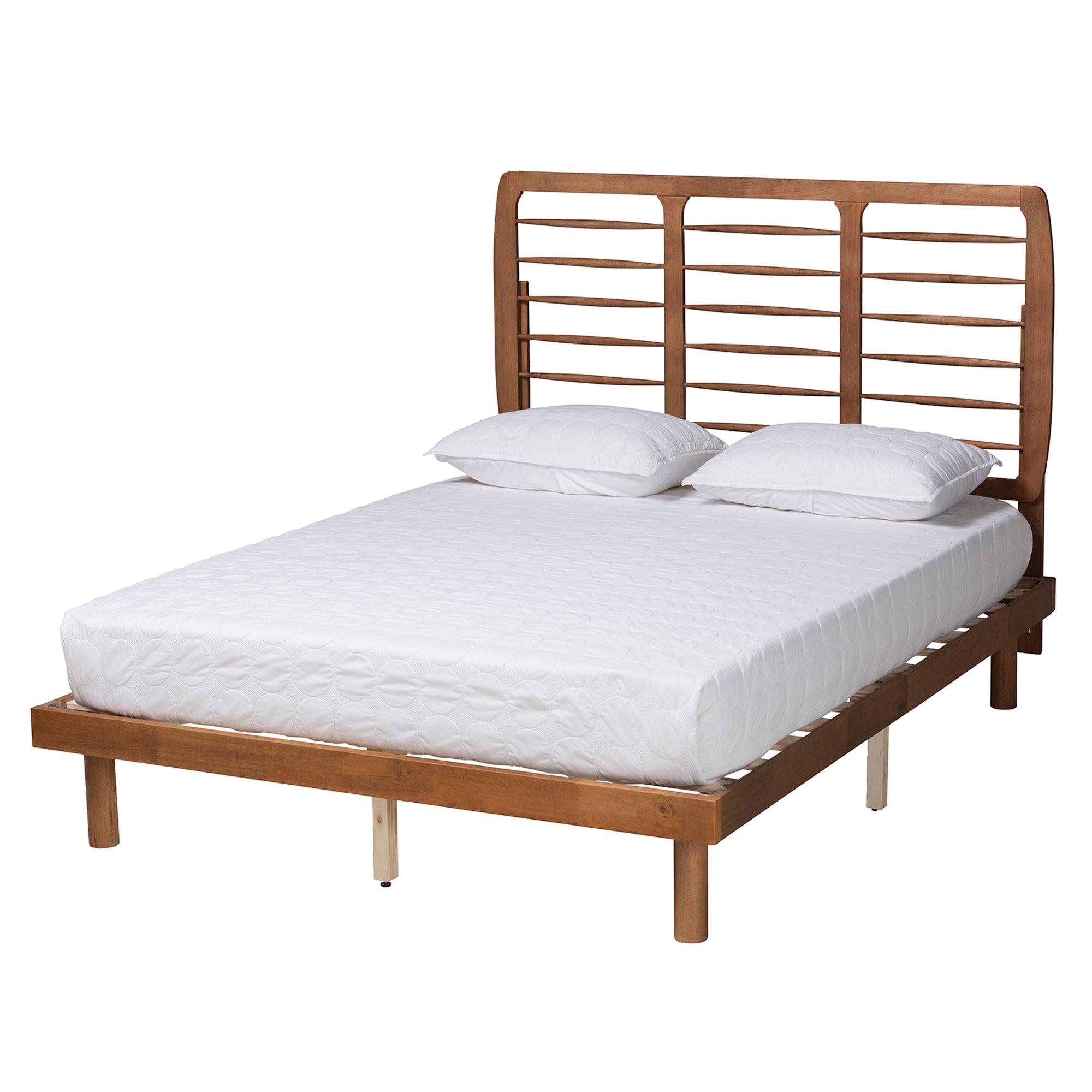 Petra Mid-Century Modern Ash Finished Wood Platform Bed