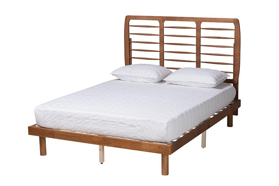 Petra Mid-Century Modern Ash Finished Wood Platform Bed
