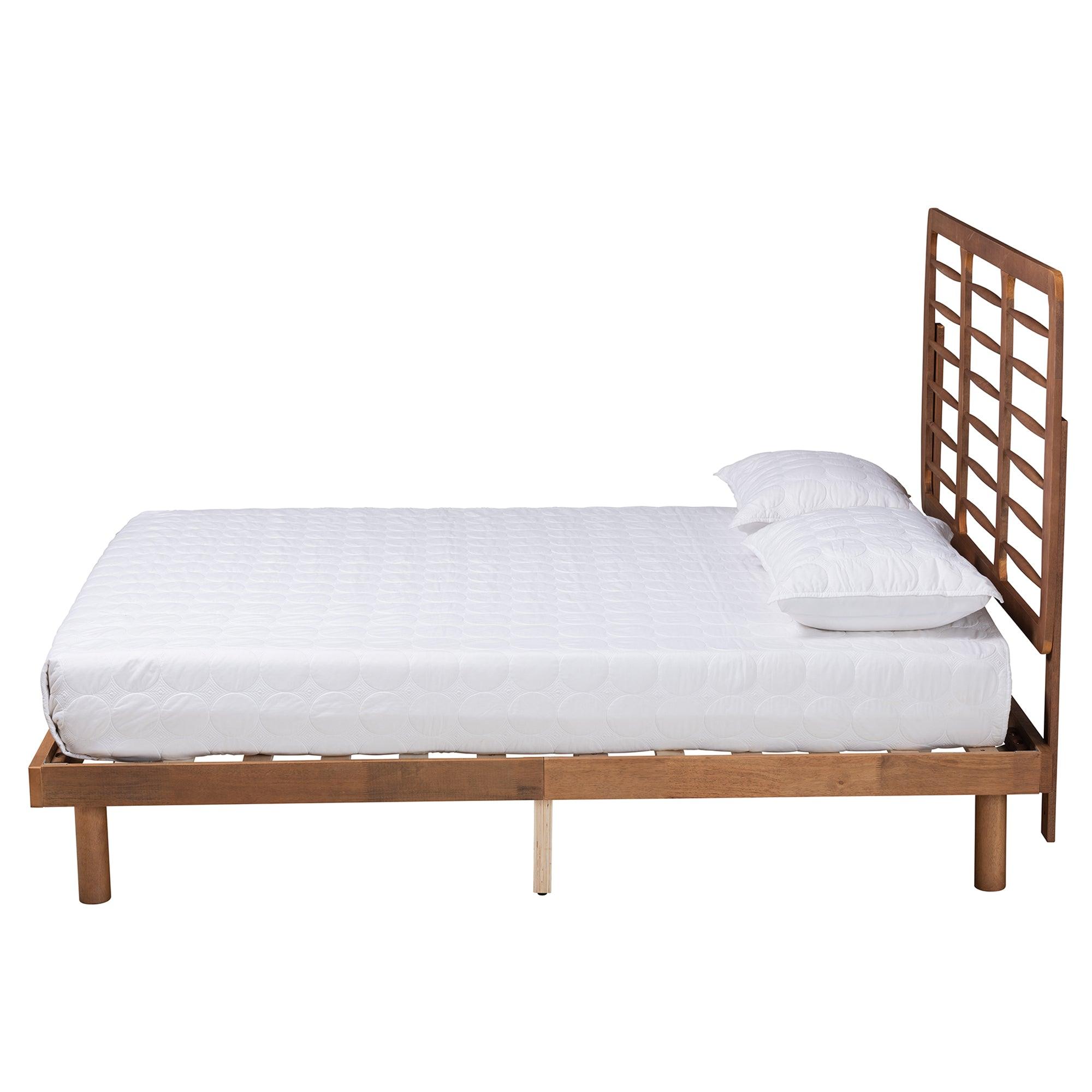 Petra Mid-Century Modern Ash Finished Wood Platform Bed
