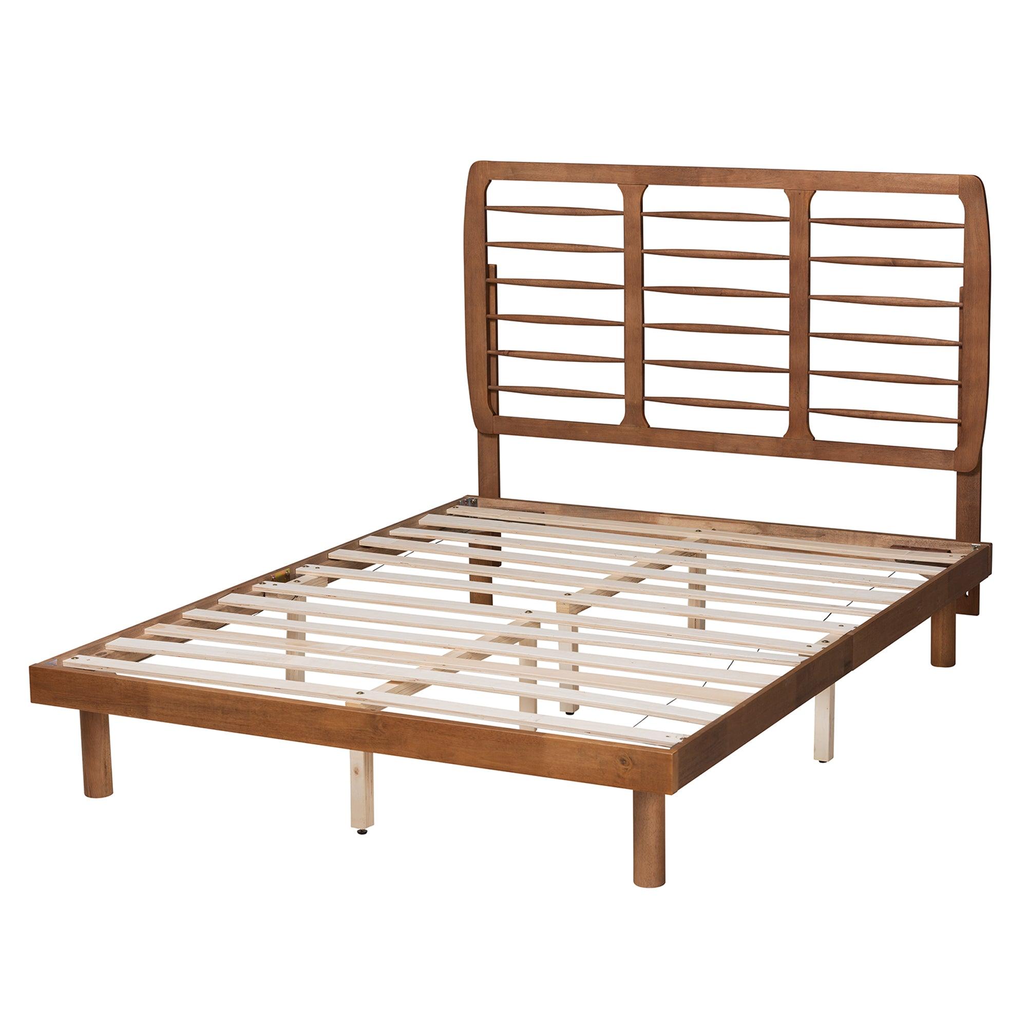 Petra Mid-Century Modern Ash Finished Wood Platform Bed