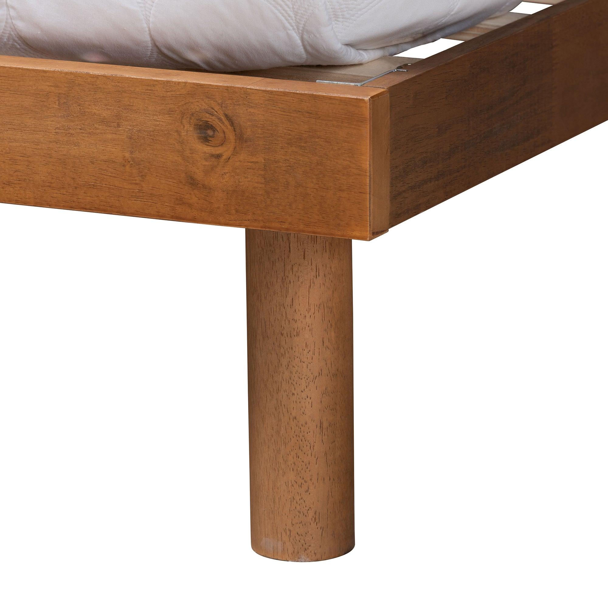 Petra Mid-Century Modern Ash Finished Wood Platform Bed