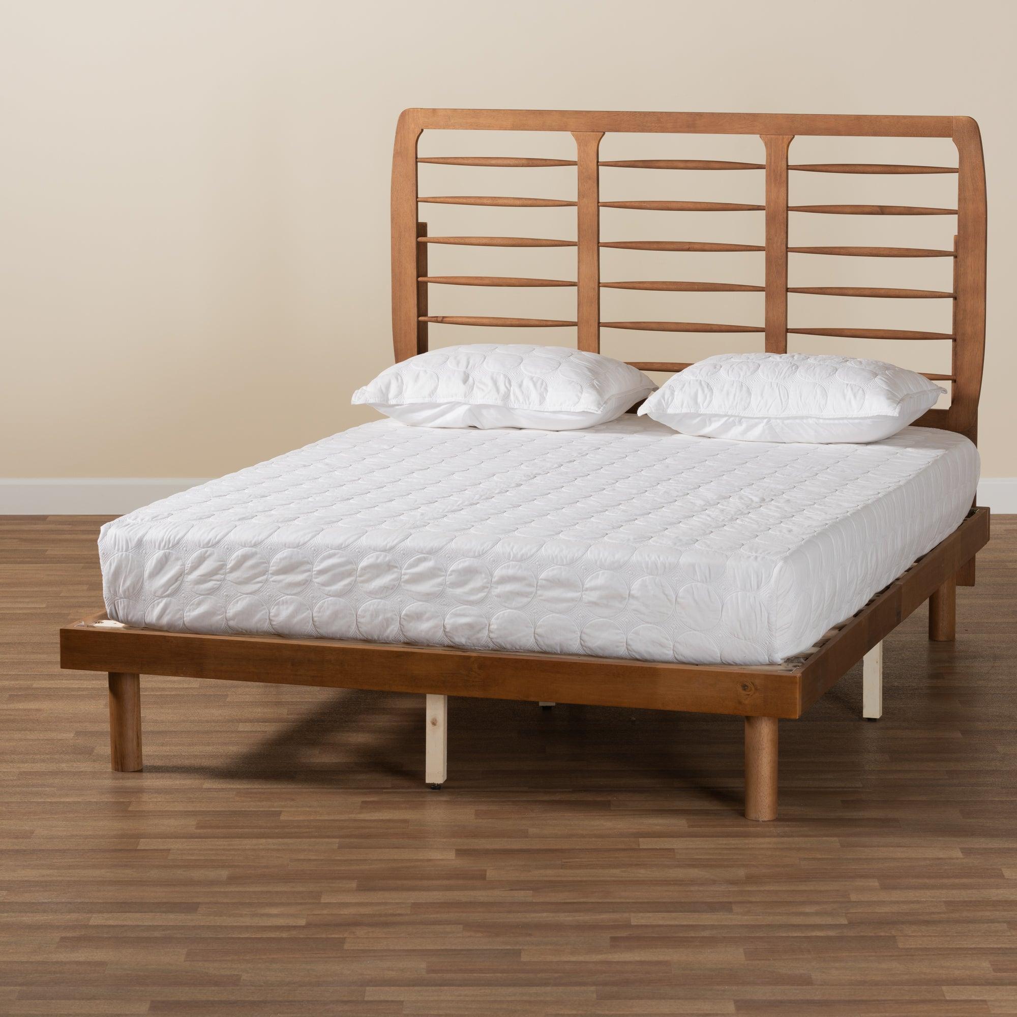 Petra Mid-Century Modern Ash Finished Wood Platform Bed