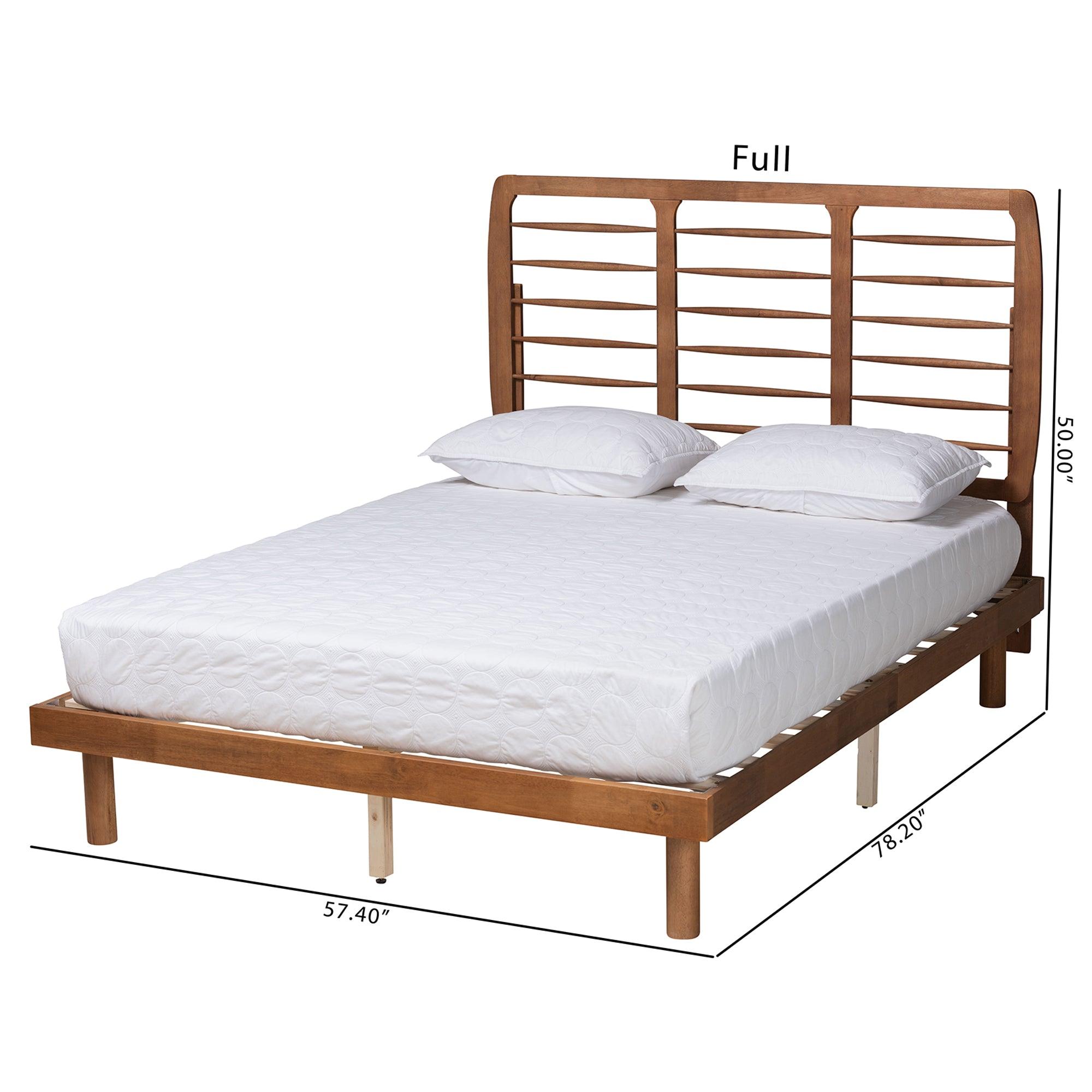 Petra Mid-Century Modern Ash Finished Wood Platform Bed