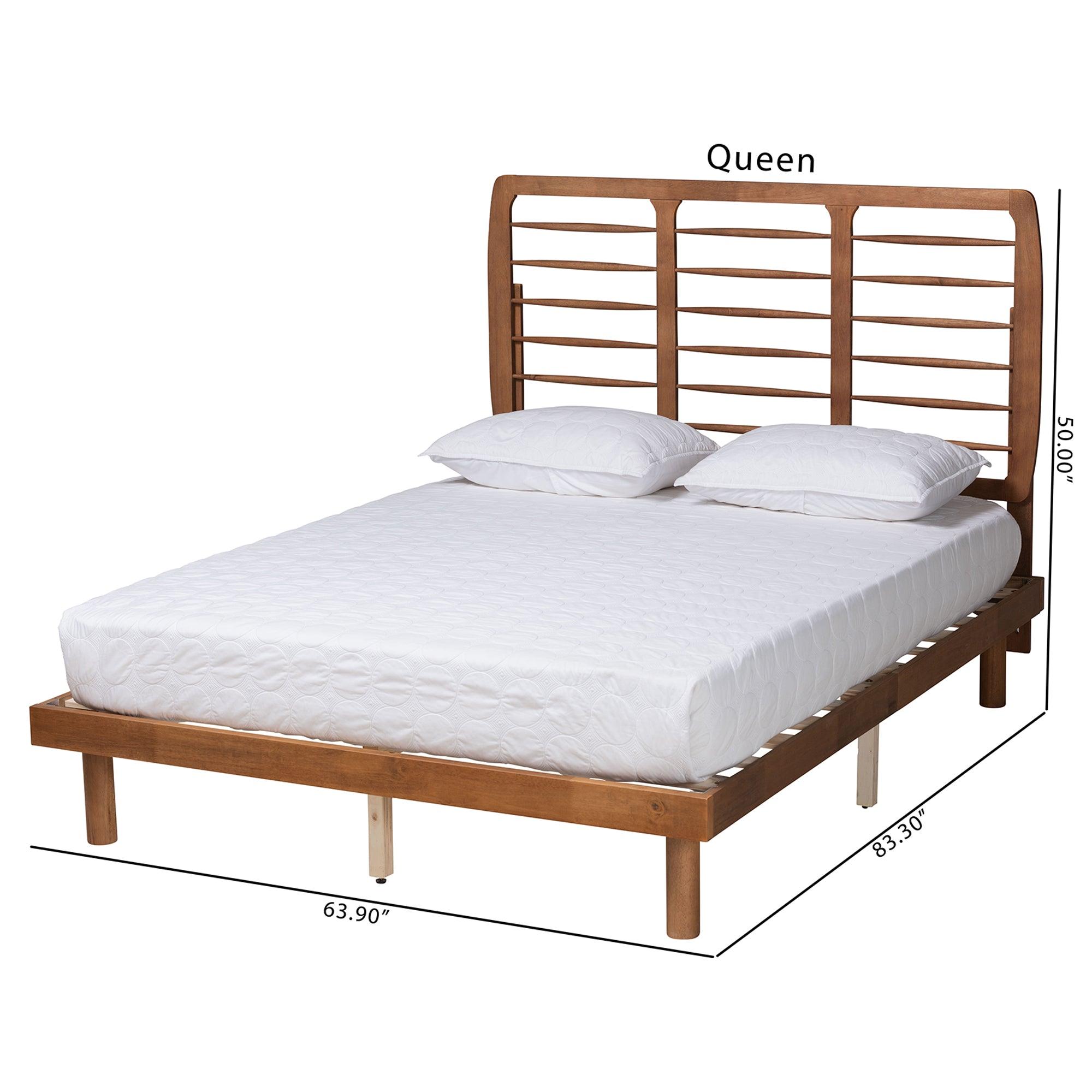 Petra Mid-Century Modern Ash Finished Wood Platform Bed