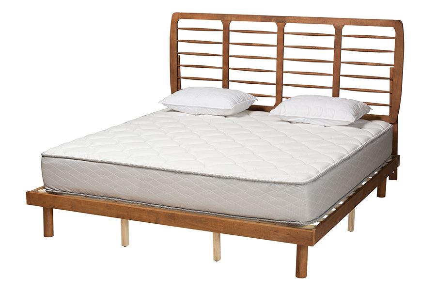 Petra Mid-Century Modern Ash Finished Wood Platform Bed