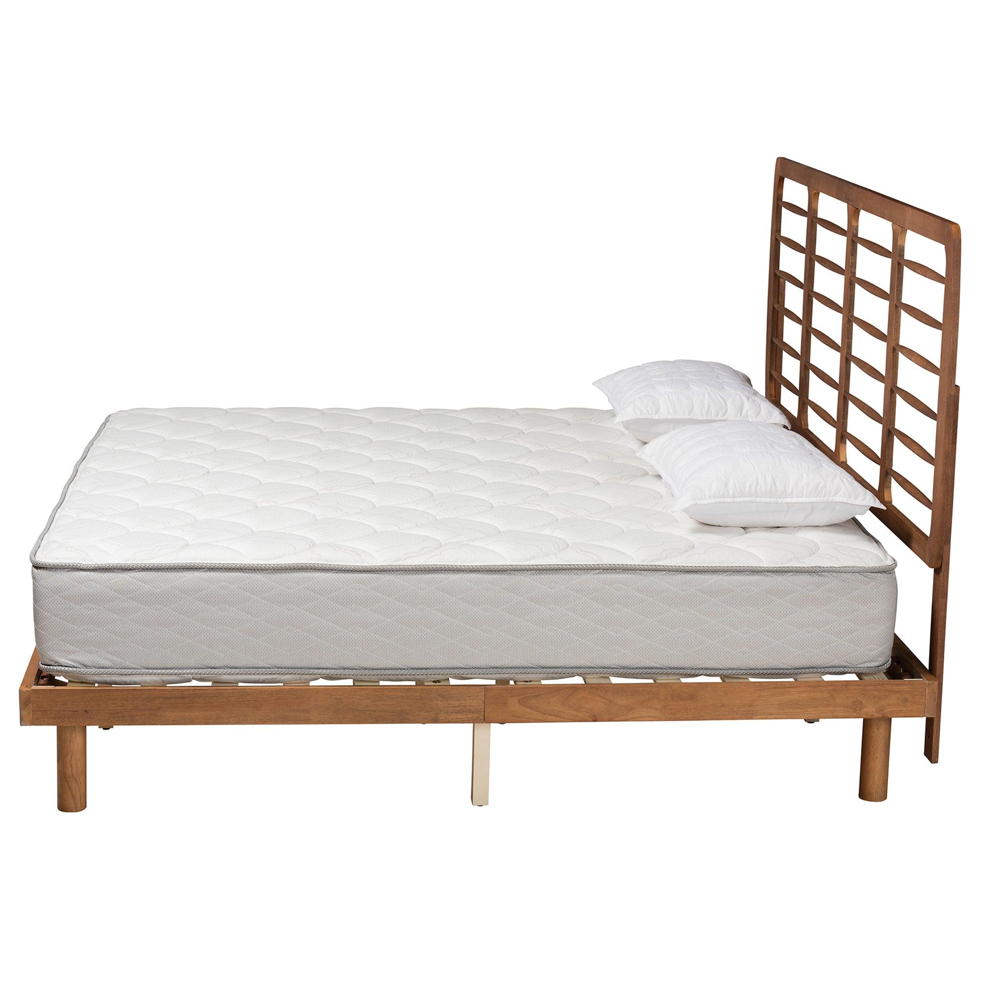 Petra Mid-Century Modern Ash Finished Wood Platform Bed