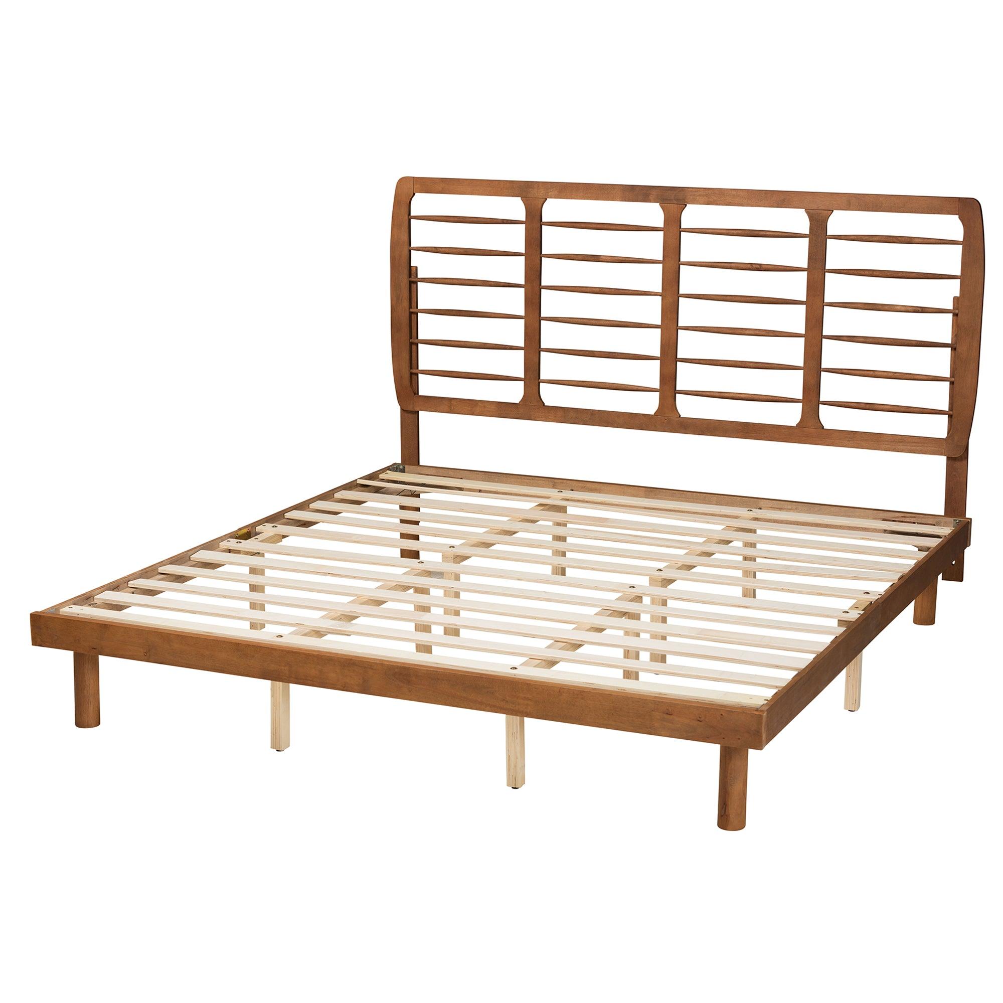 Petra Mid-Century Modern Ash Finished Wood Platform Bed