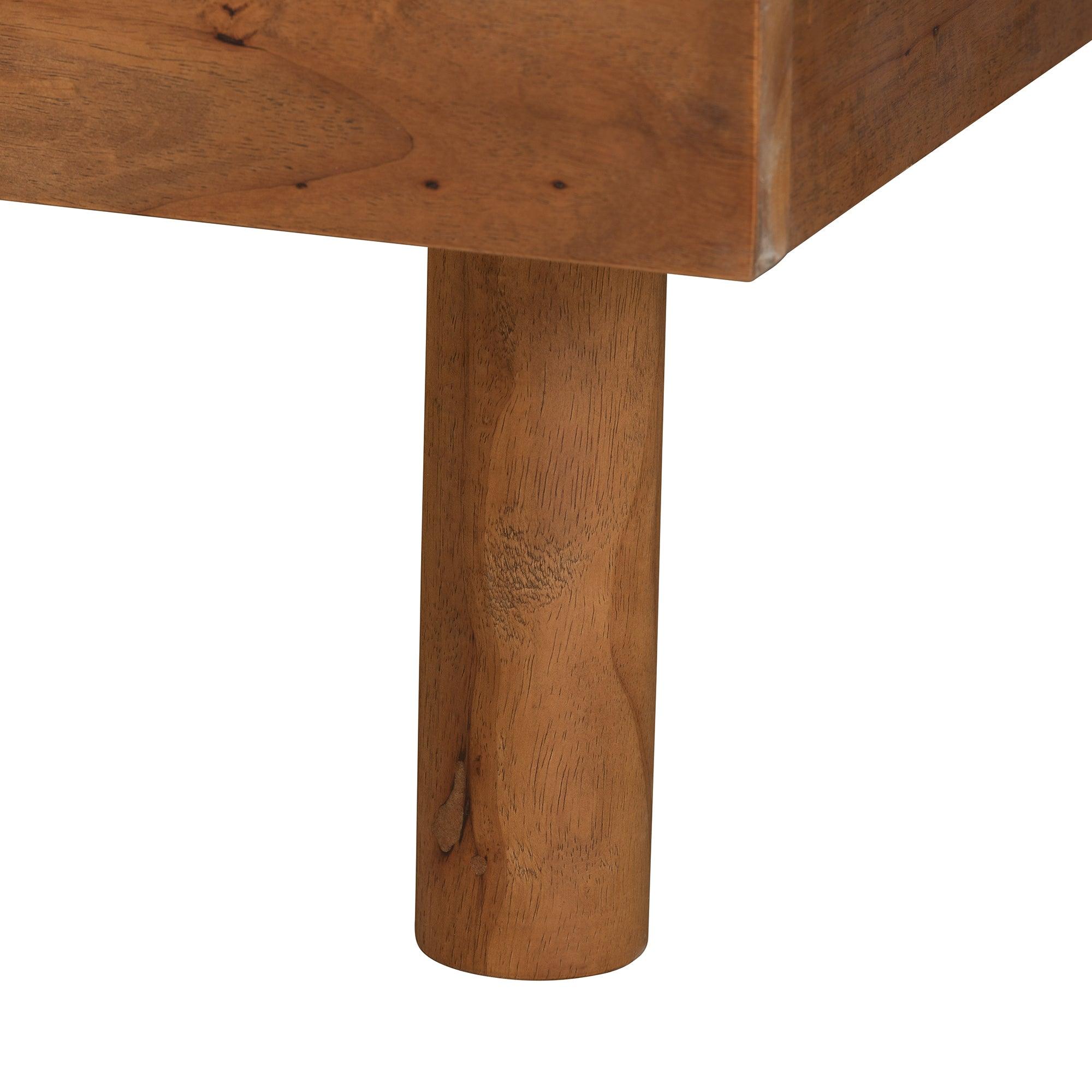Petra Mid-Century Modern Ash Finished Wood Platform Bed
