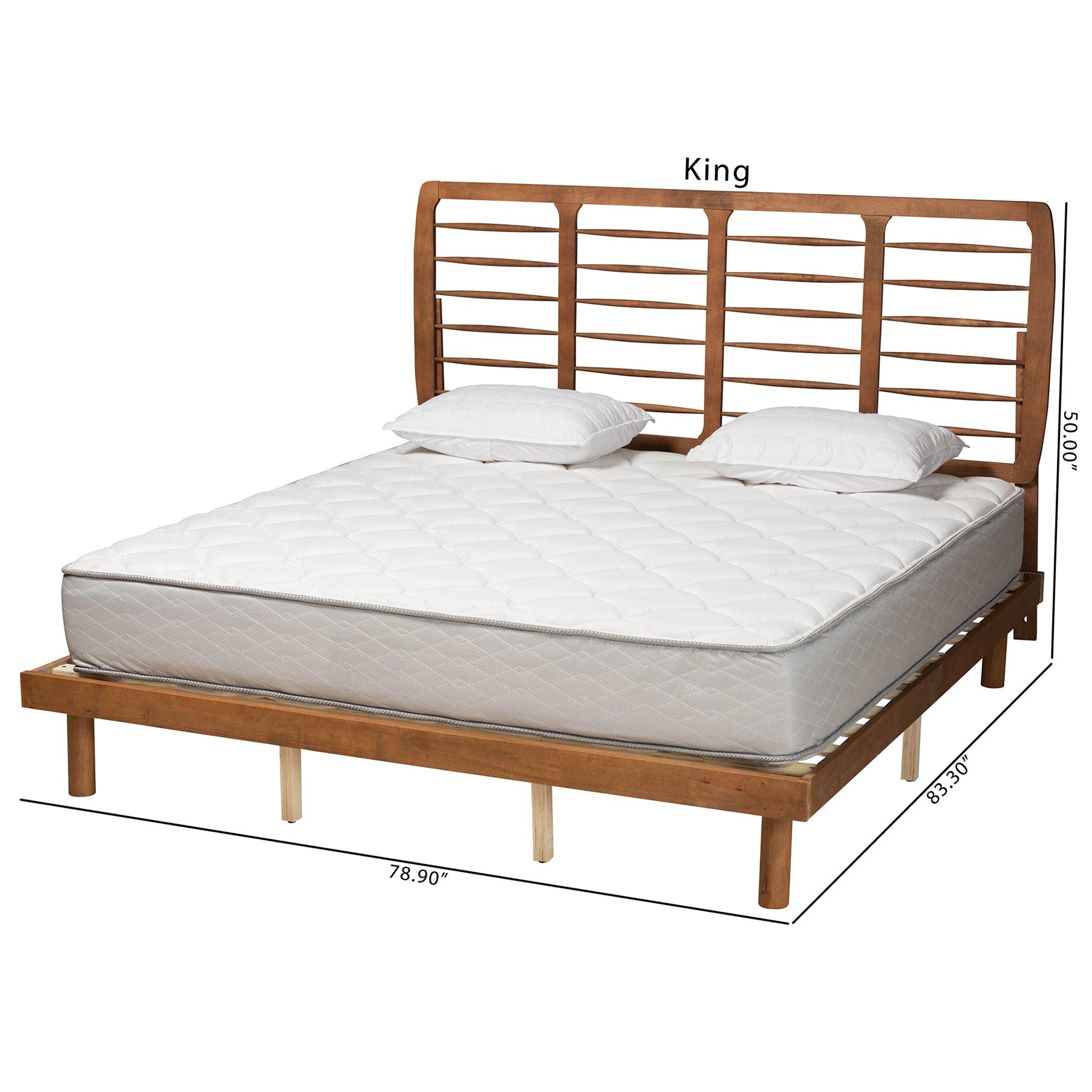 Petra Mid-Century Modern Ash Finished Wood Platform Bed