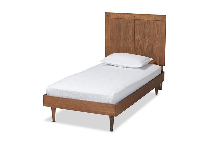 Nicola Mid-Century Modern Transitional Ash Finished Wood Platform Bed