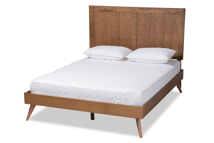 Amira Mid-Century Modern Transitional Ash Finished Wood Platform Bed