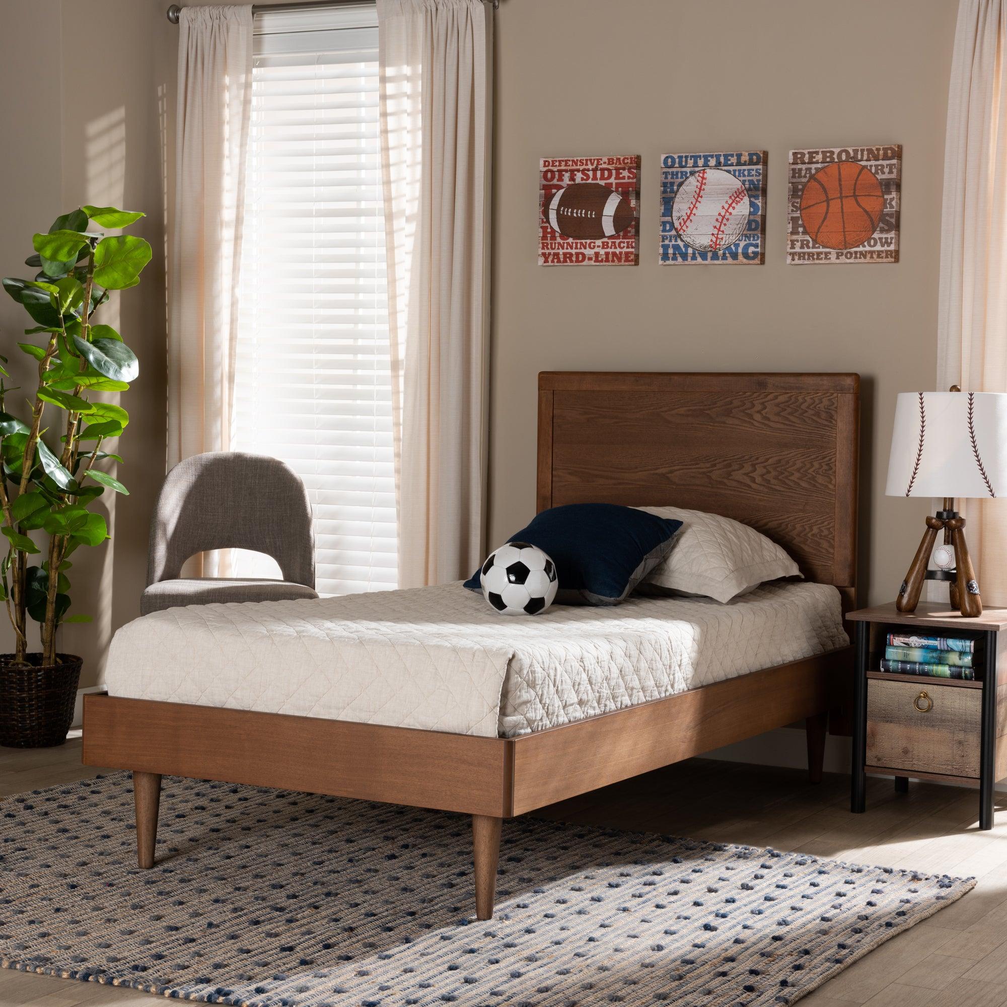 Hiro Mid-Century Modern Finished Wood Platform Bed