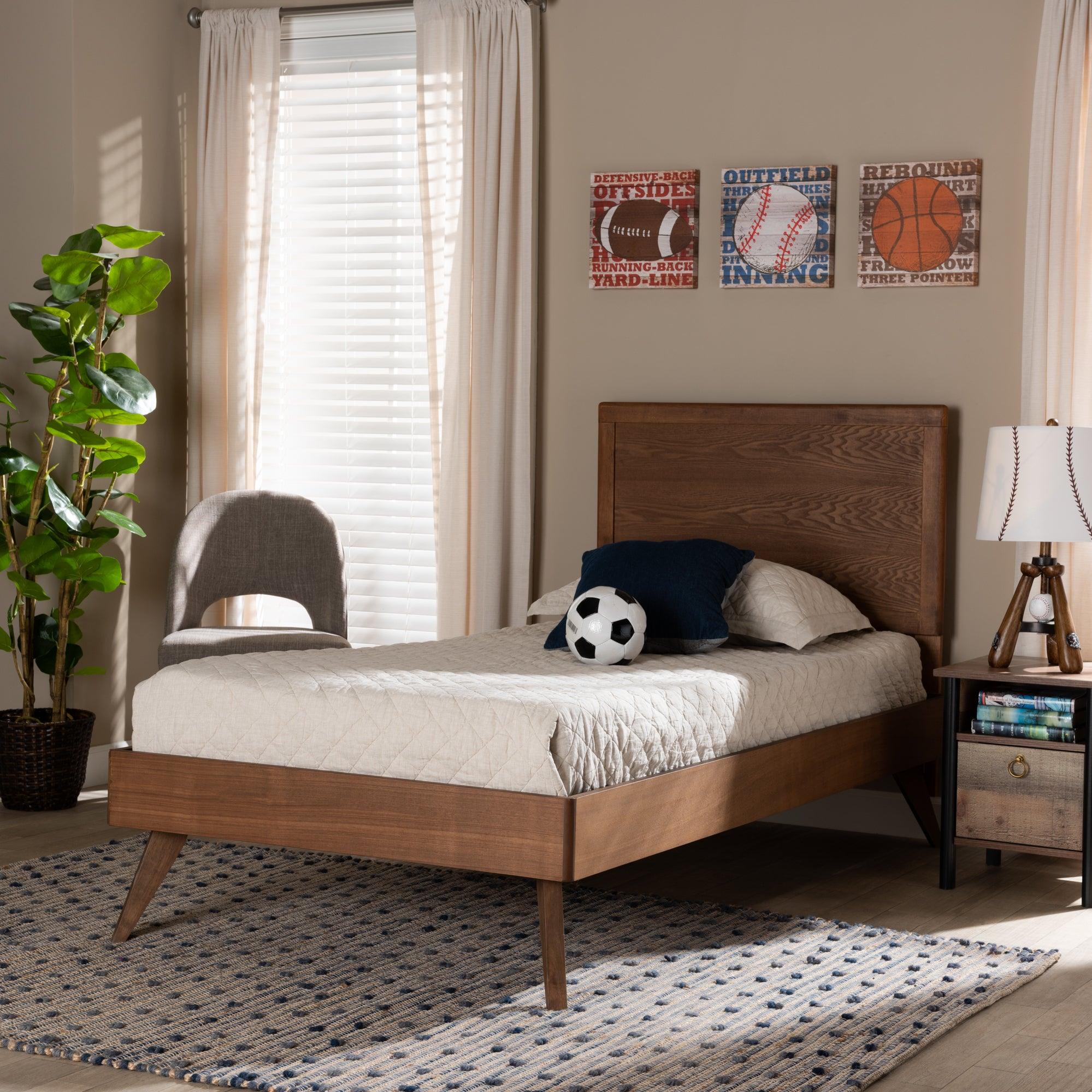 Jiro Mid-Century Modern Finished Wood Platform Bed