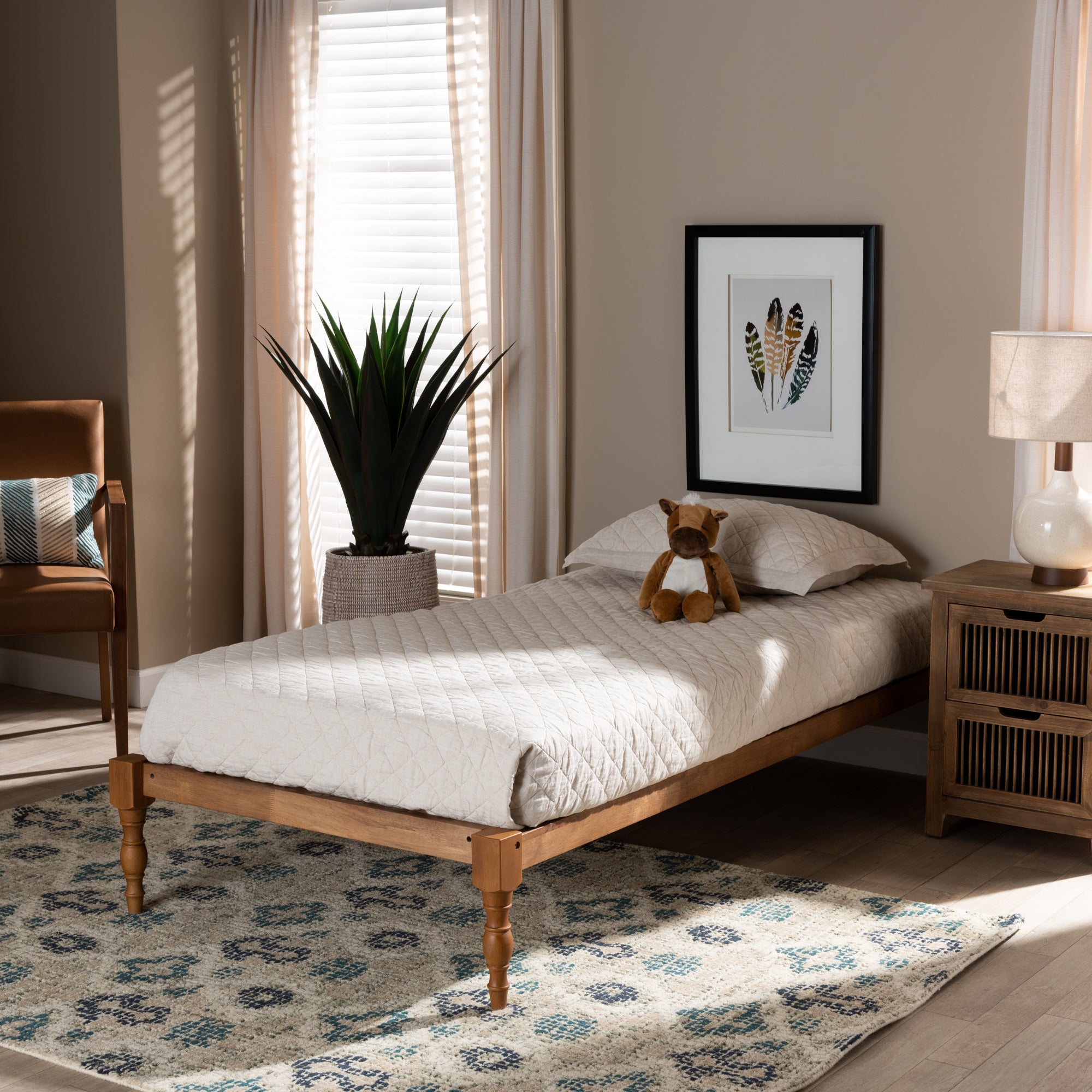 Iseline Modern and Contemporary Finished Wood Platform Bed
