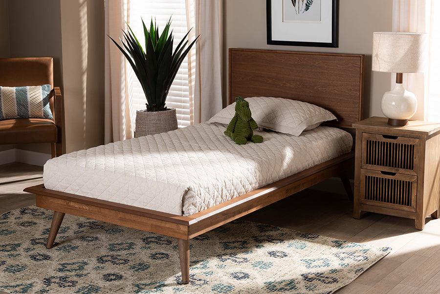 Karine Mid-Century Modern Finished Wood Platform Bed
