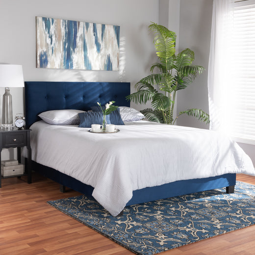 Caprice Modern and Contemporary Glam Velvet Fabric Upholstered Panel Bed