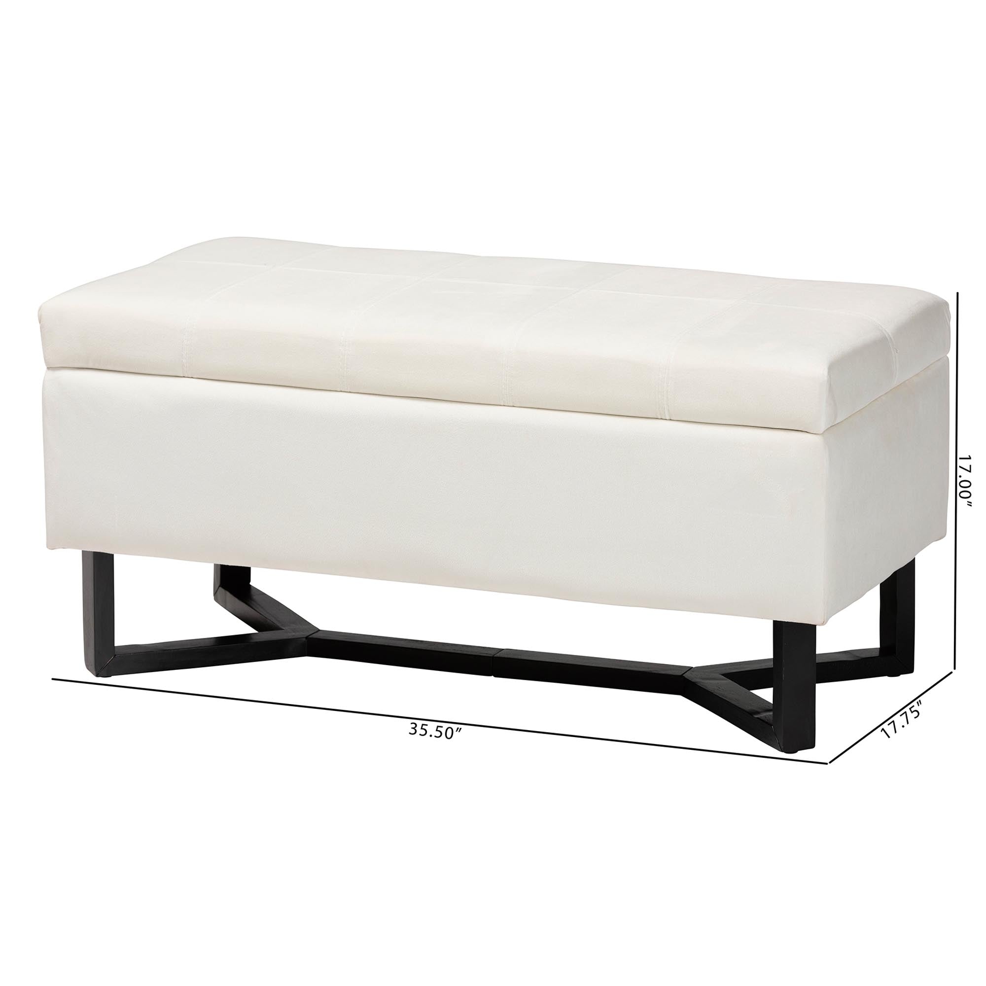 Esther Modern and Contemporary Velvet Fabric Upholstered and Finished Wood Storage Ottoman