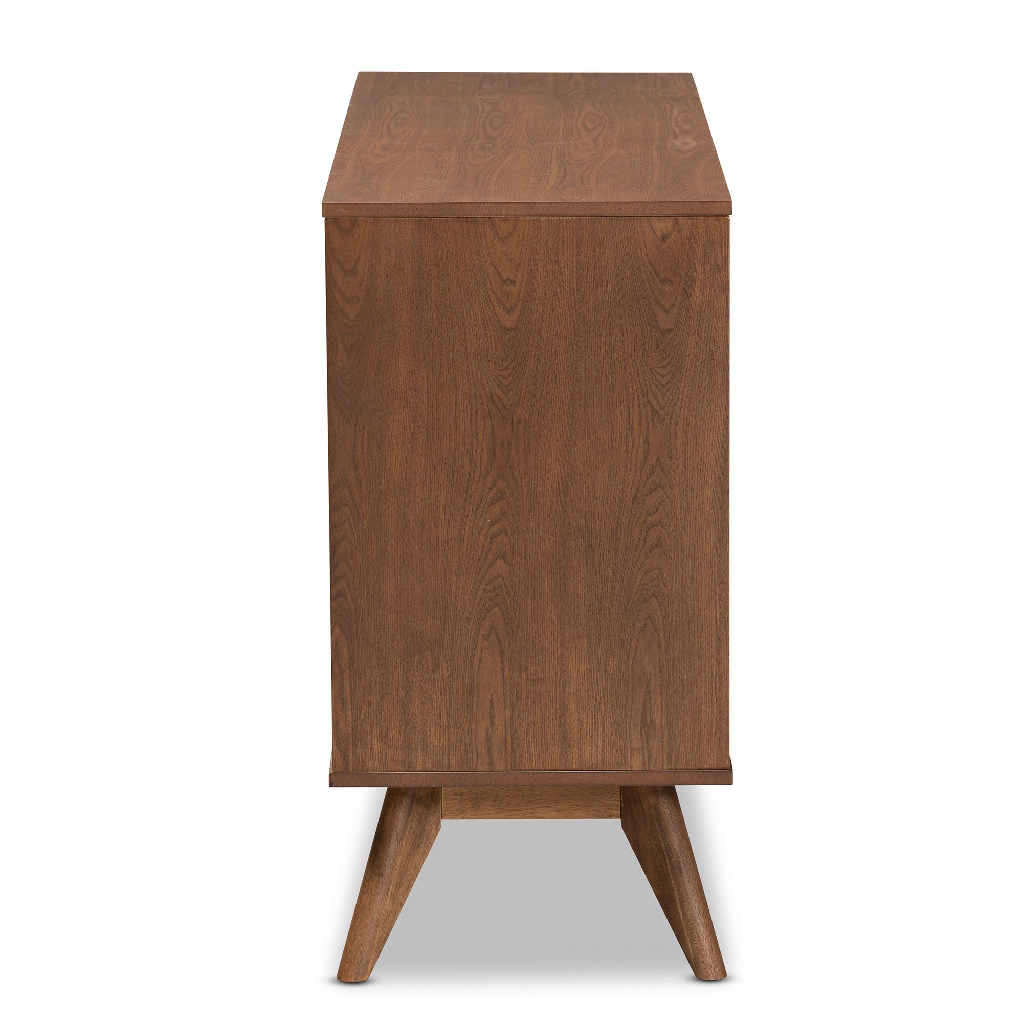 Barrett Mid-Century Modern Finished Wood and Synthetic Rattan 6-Drawer Dresser