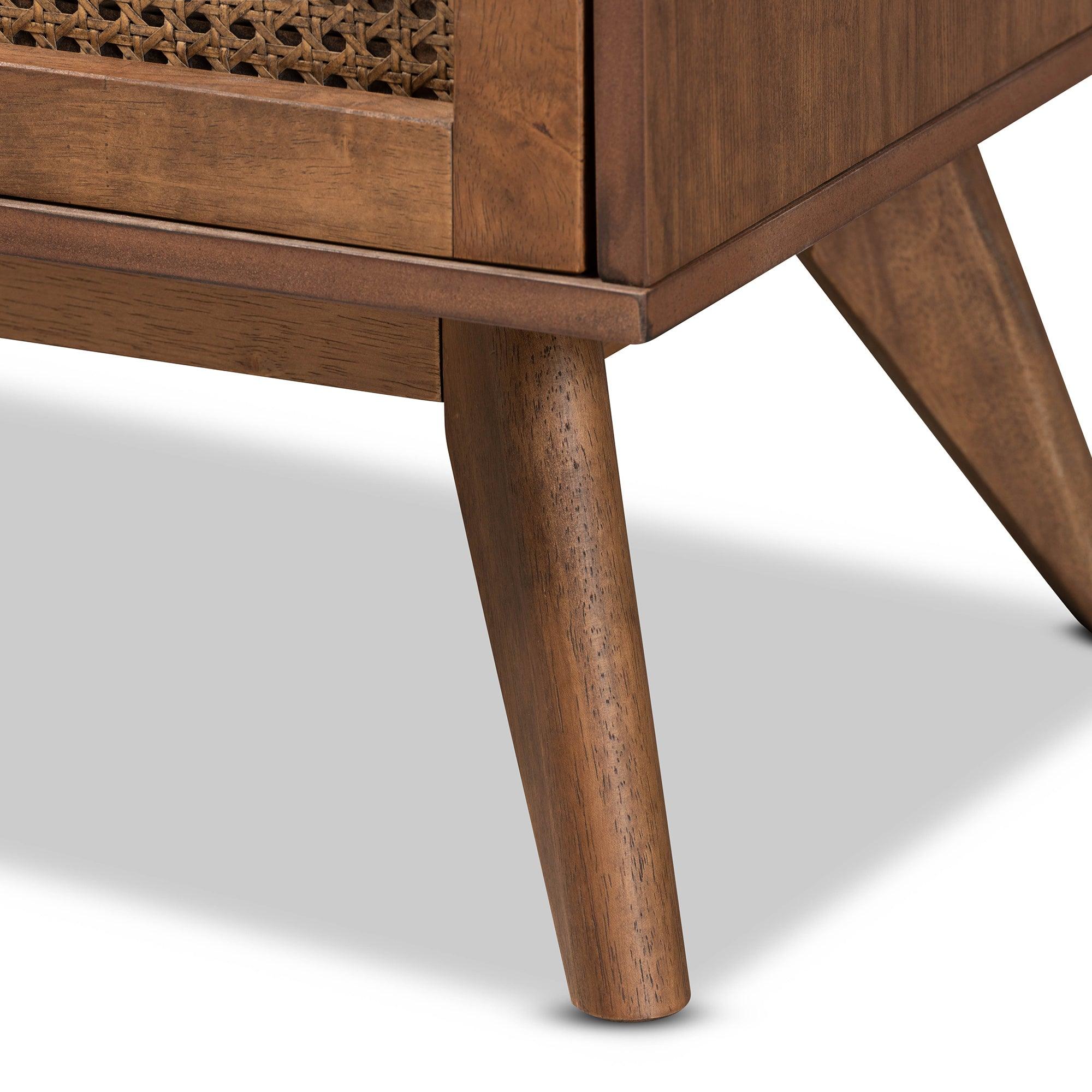 Barrett Mid-Century Modern Finished Wood and Synthetic Rattan 6-Drawer Dresser