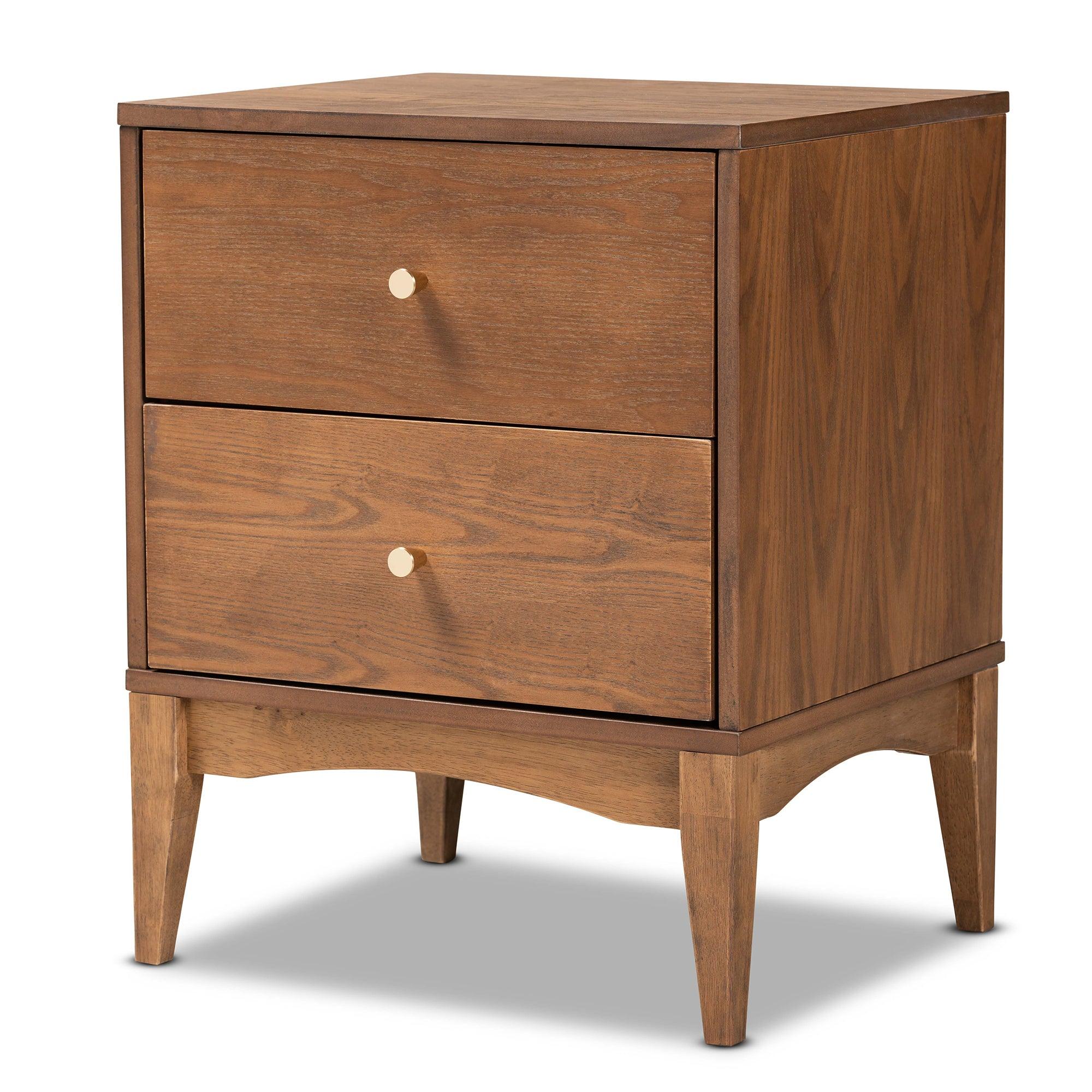 Landis Mid-Century Modern Ash Finished Wood 2-Drawer Nightstand