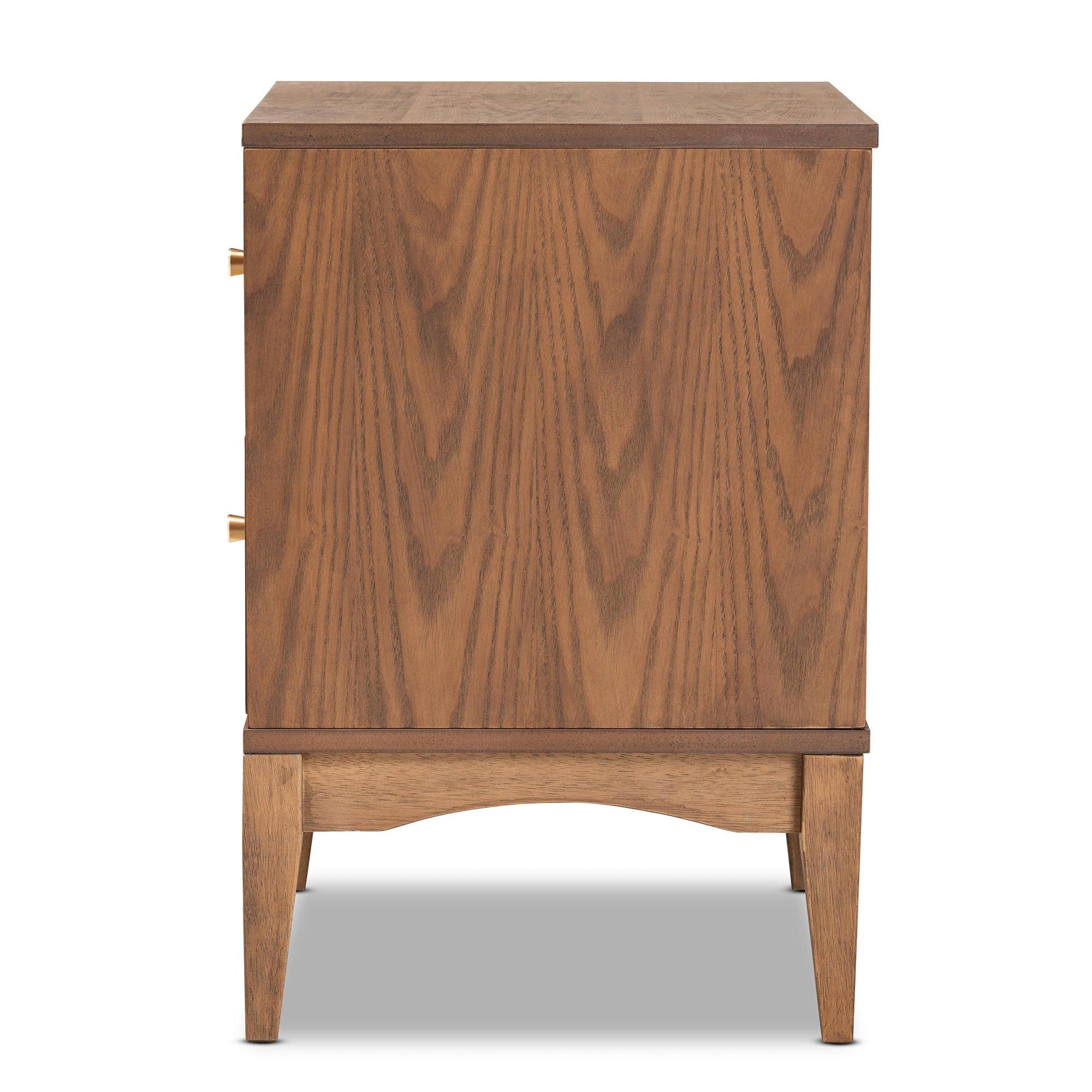Landis Mid-Century Modern Ash Finished Wood 2-Drawer Nightstand