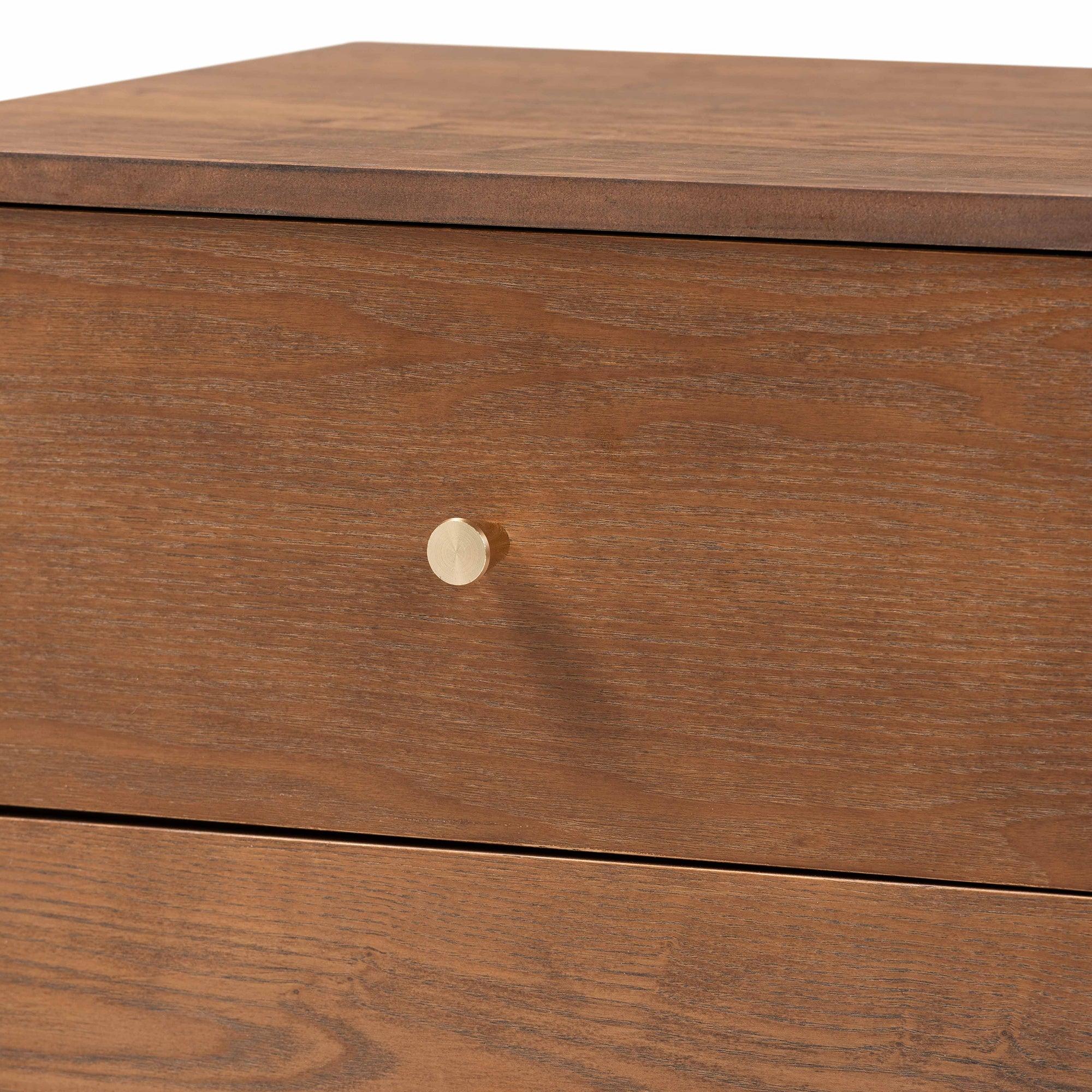 Landis Mid-Century Modern Ash Finished Wood 2-Drawer Nightstand