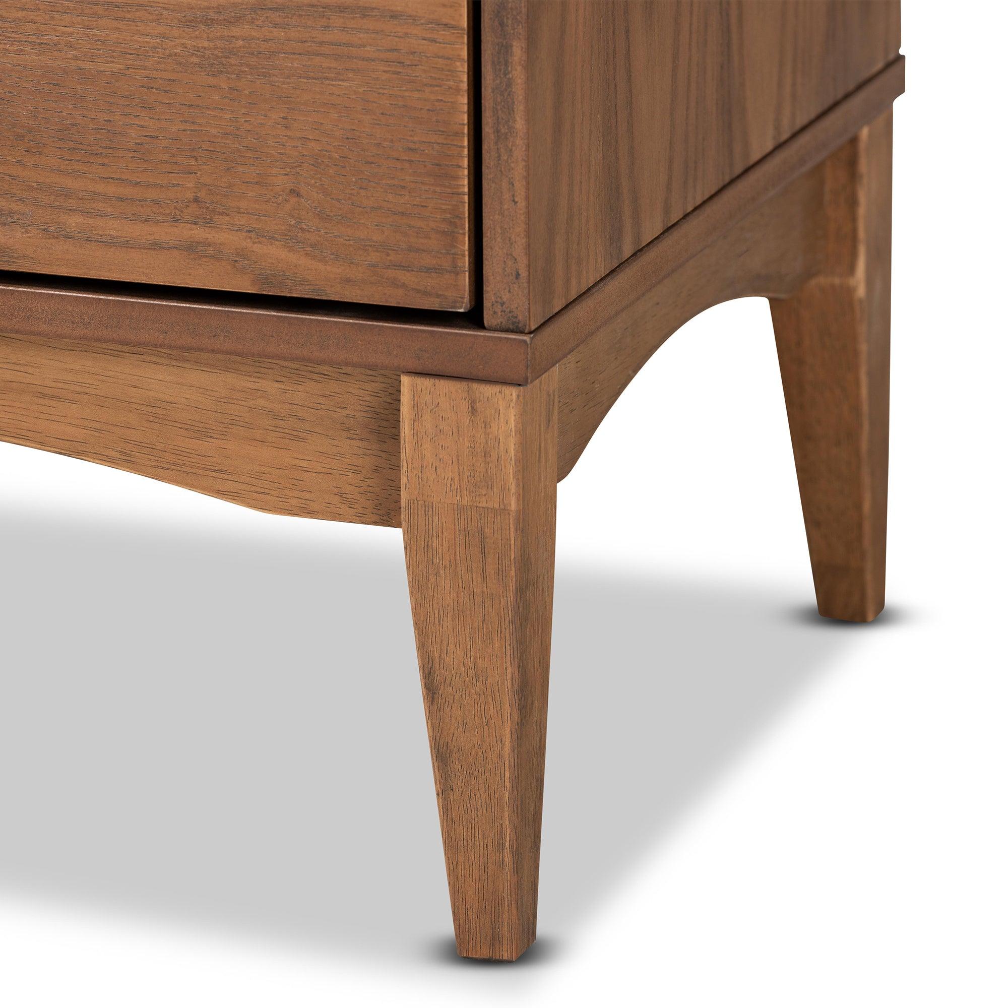 Landis Mid-Century Modern Ash Finished Wood 2-Drawer Nightstand