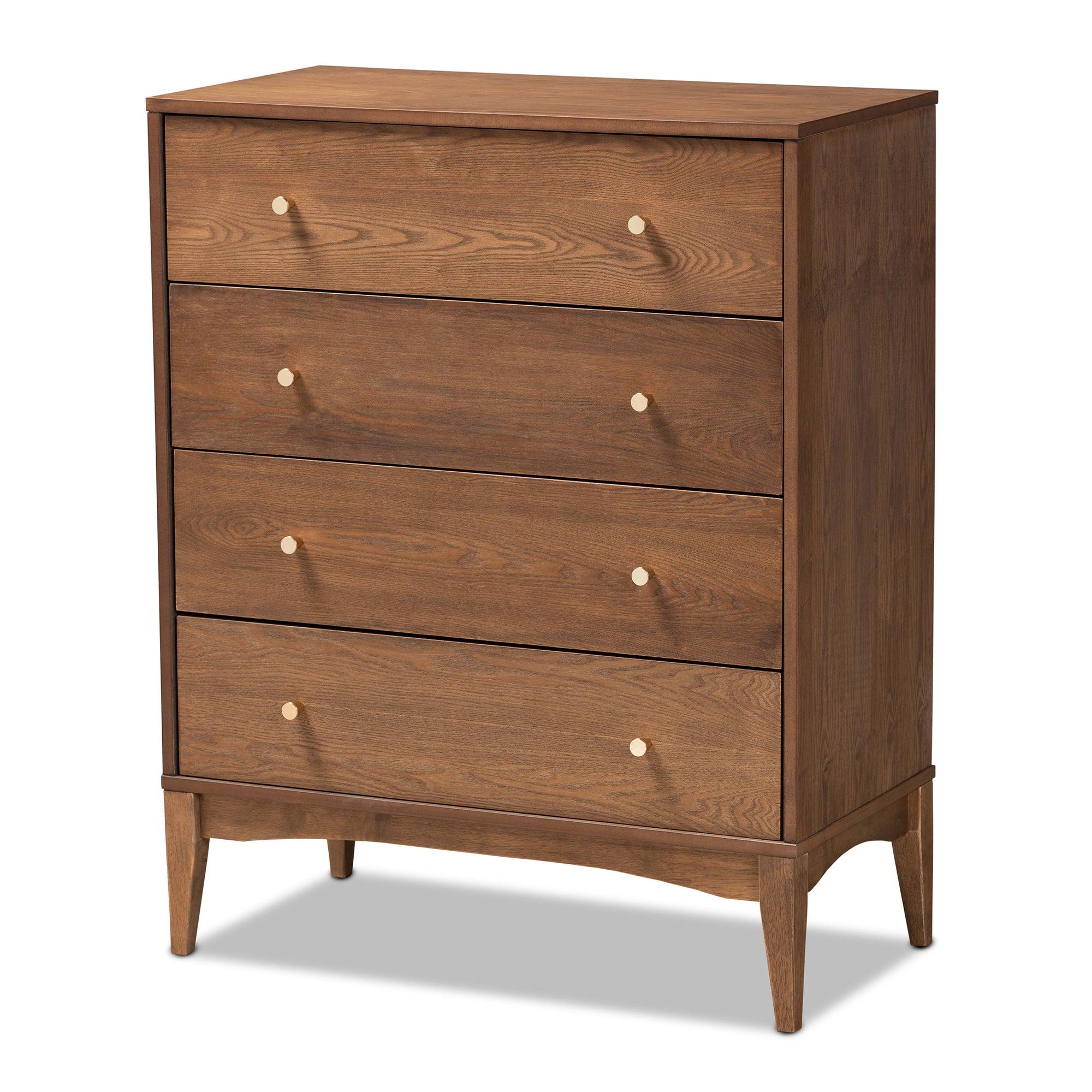 Landis Mid-Century Modern Ash Finished Wood 4-Drawer Chest