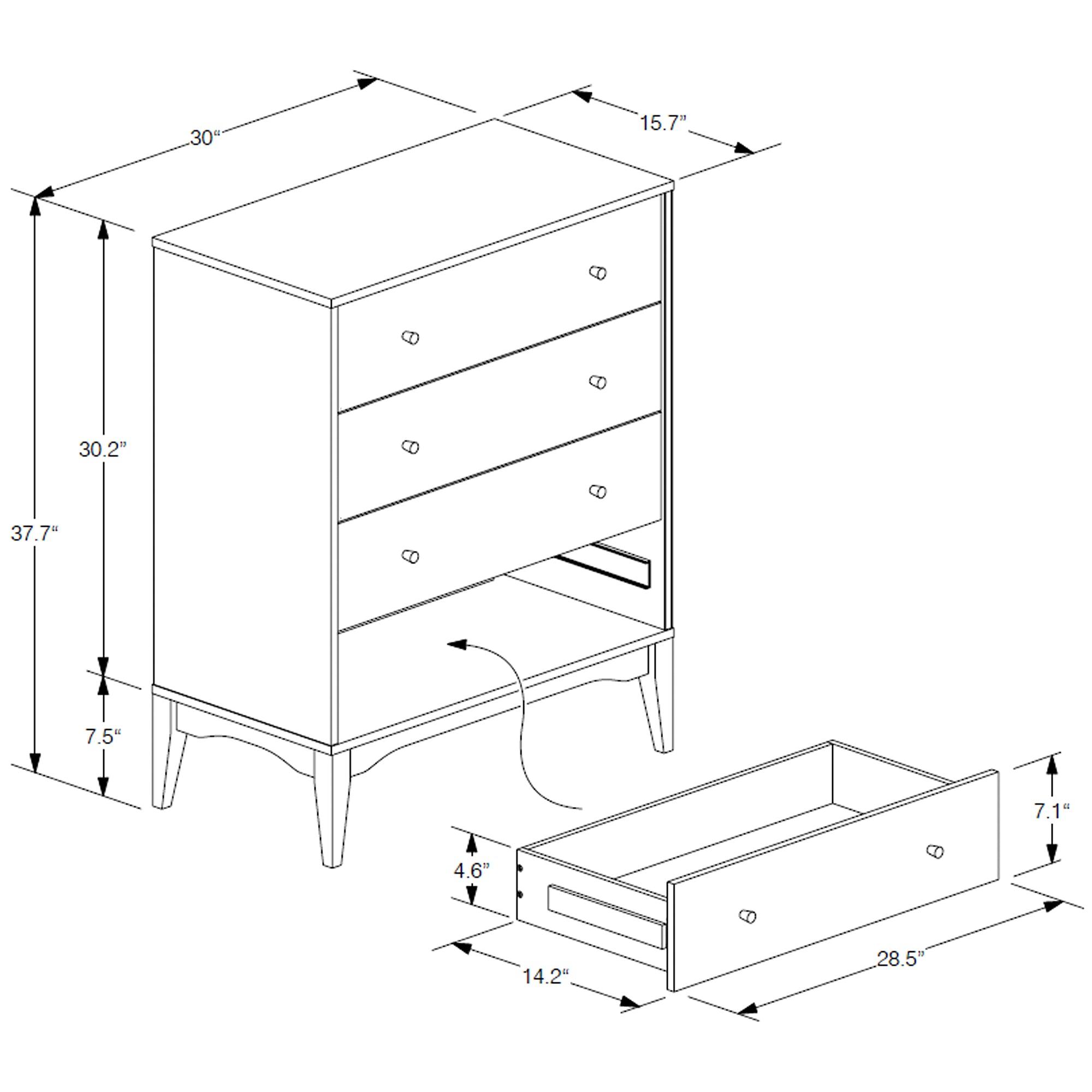 Landis Mid-Century Modern Ash Finished Wood 4-Drawer Chest