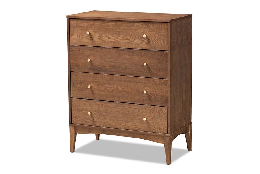 Landis Mid-Century Modern Ash Finished Wood 4-Drawer Chest