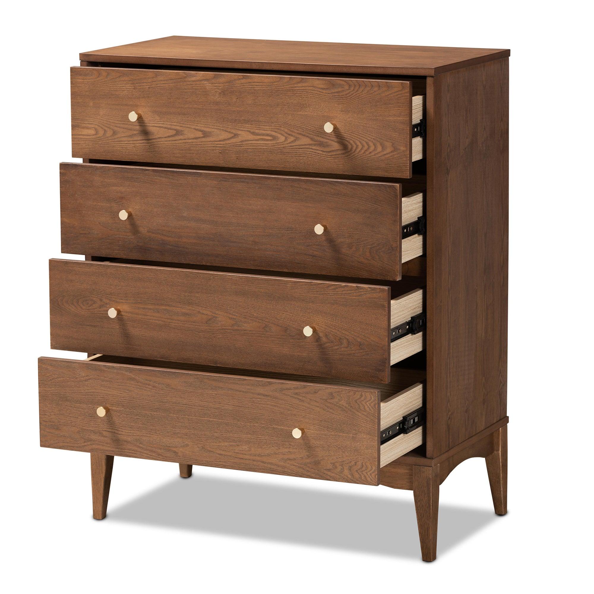 Landis Mid-Century Modern Ash Finished Wood 4-Drawer Chest