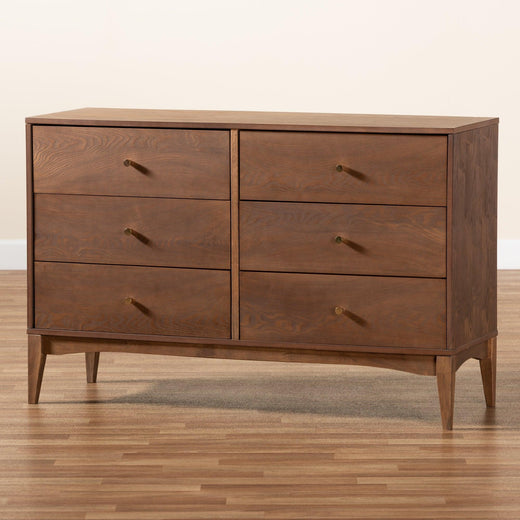 Landis Mid-Century Modern Ash Finished Wood 6-Drawer Dresser