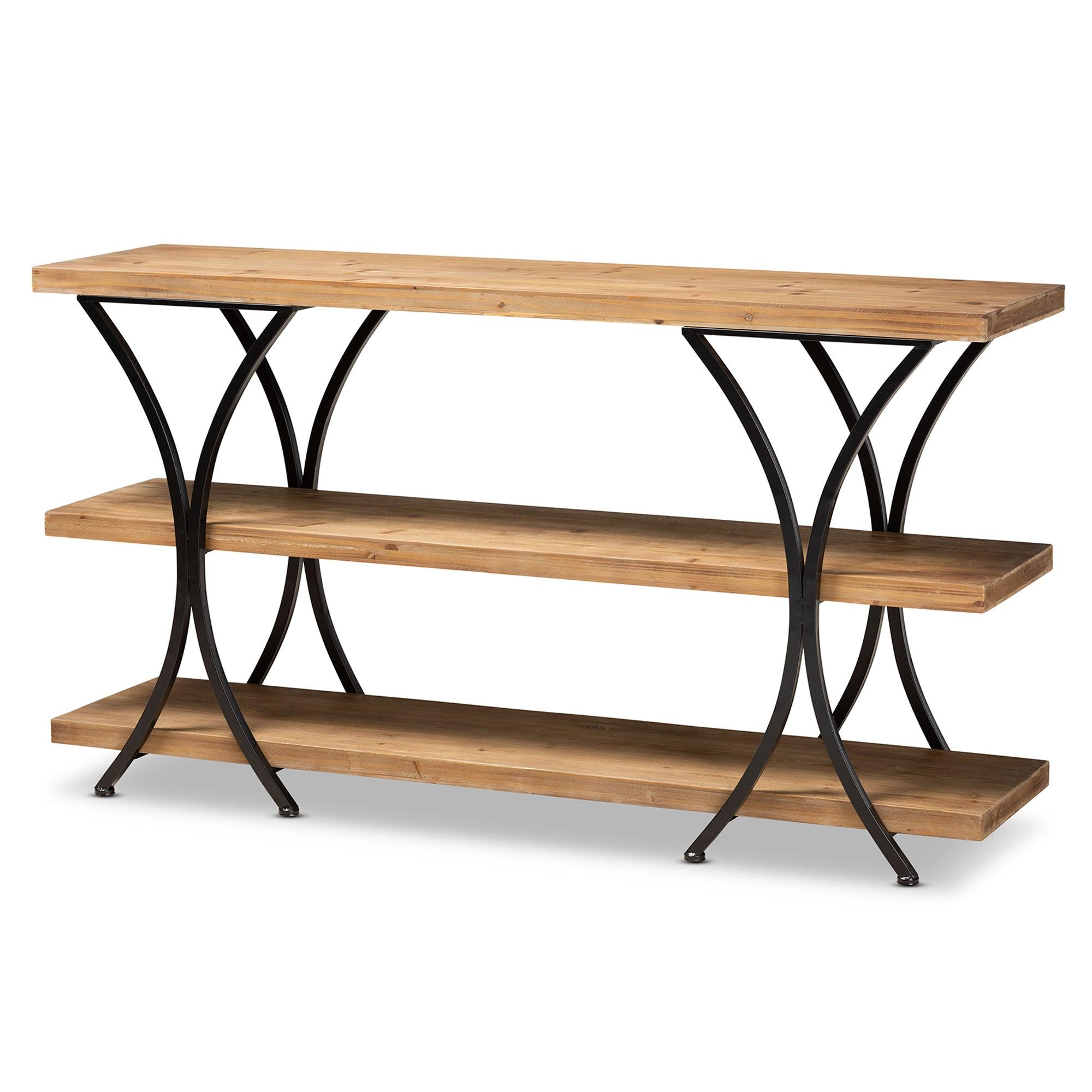 Terrell Modern Rustic and Industrial Finished Wood and Finished Metal Console Table