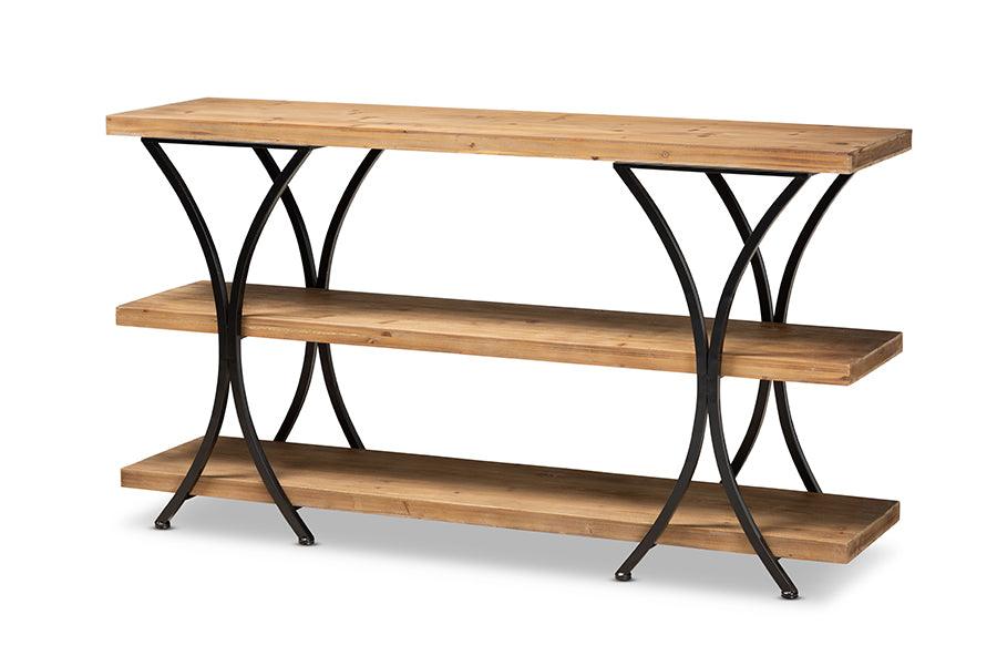 Terrell Modern Rustic and Industrial Finished Wood and Finished Metal Console Table