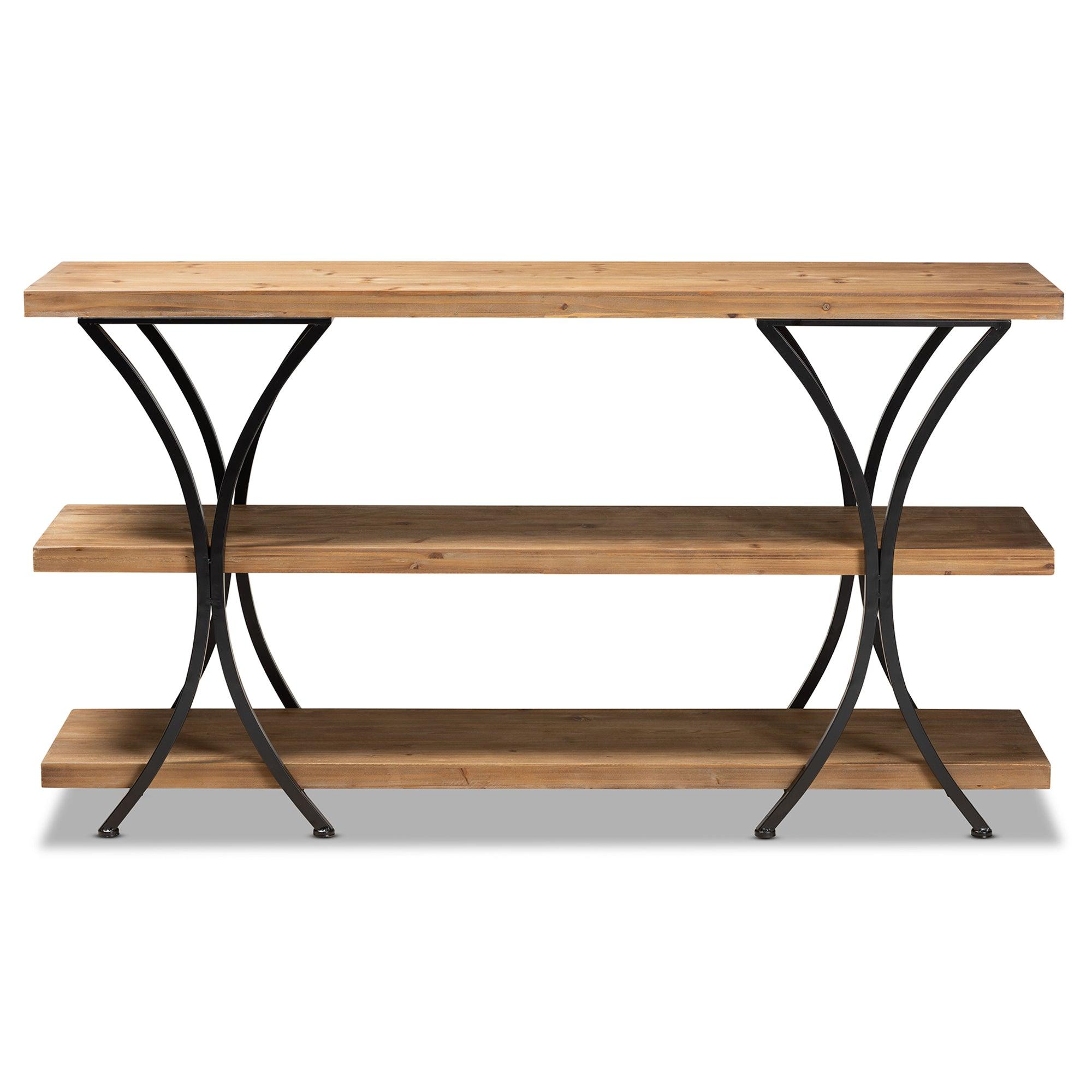 Terrell Modern Rustic and Industrial Finished Wood and Finished Metal Console Table