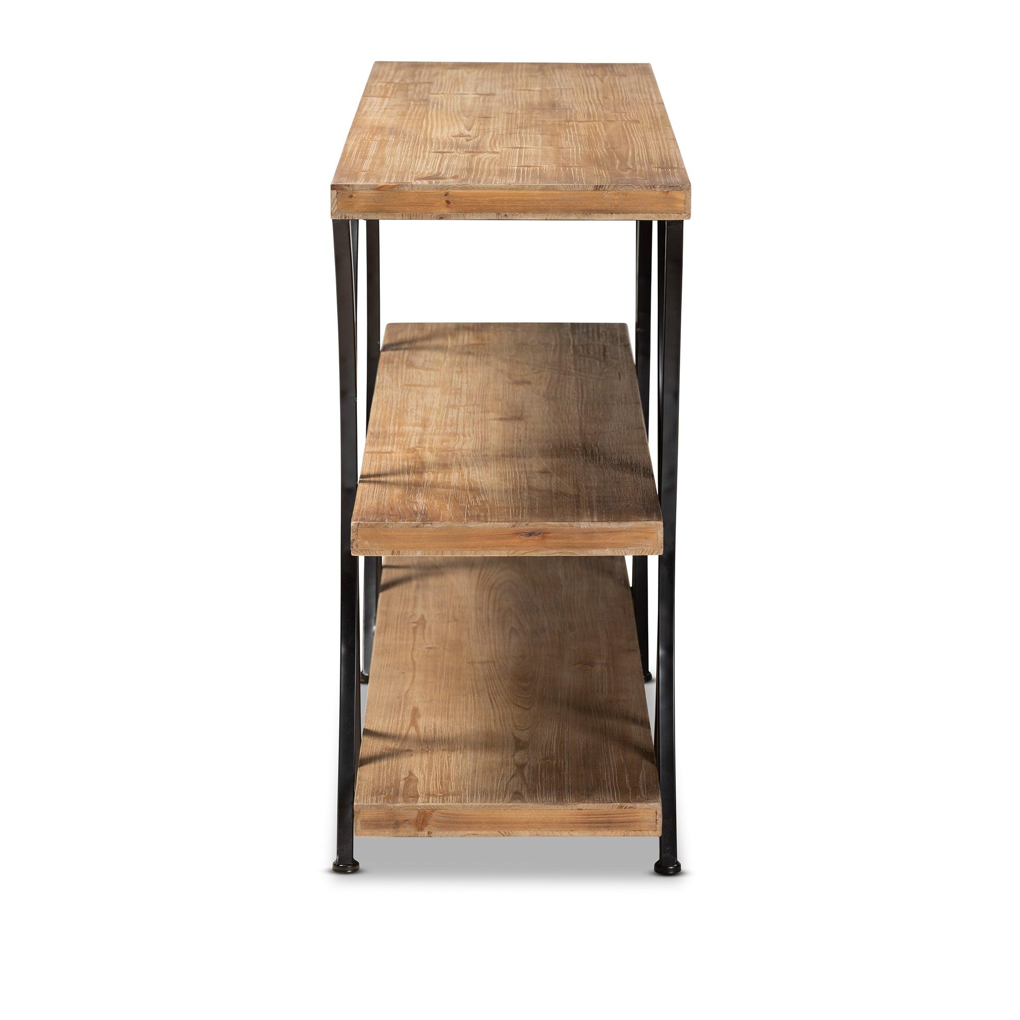 Terrell Modern Rustic and Industrial Finished Wood and Finished Metal Console Table
